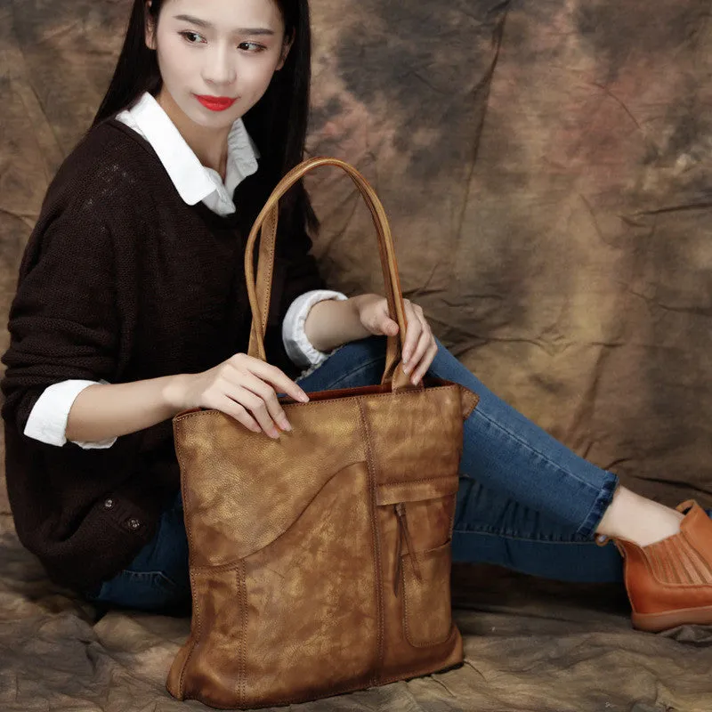 Handmade Vintage Leather Handbags, Top Grain Leather Tote Bag, Shoulder Bag DD103