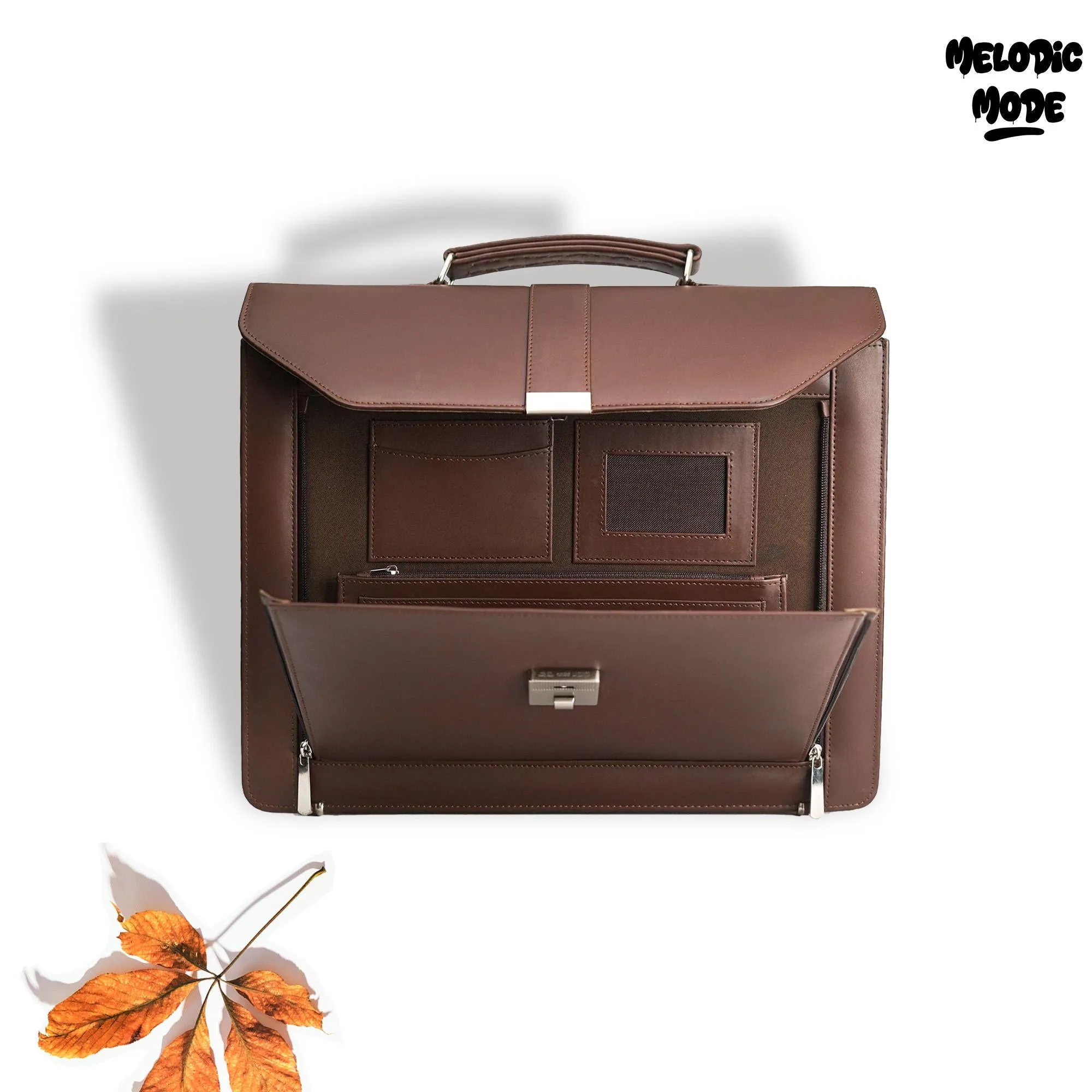 Handmade Vintage Leather Messenger Bag for Men – Personalized Laptop Crossbody with Brass Hardware, Organizer Pockets & Combination Lock