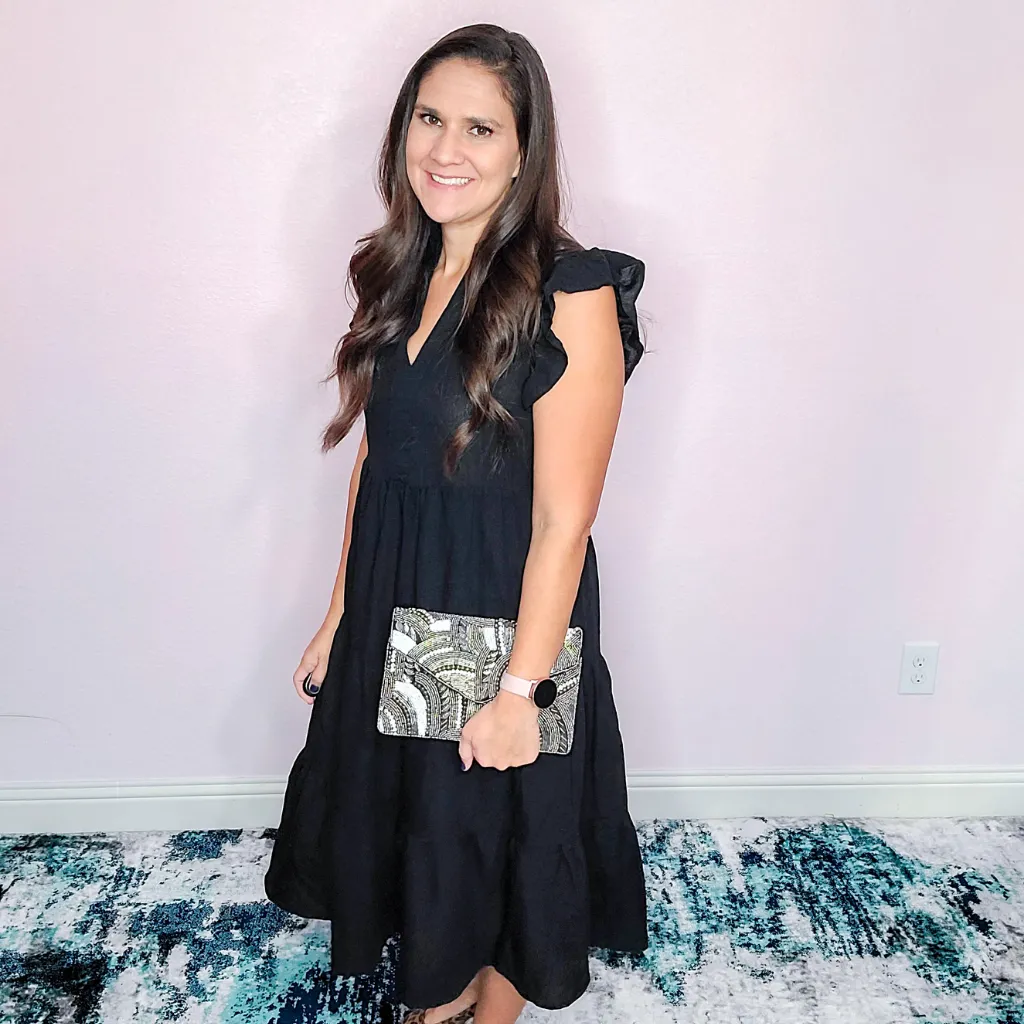 Hematite Patterned Beaded Clutch