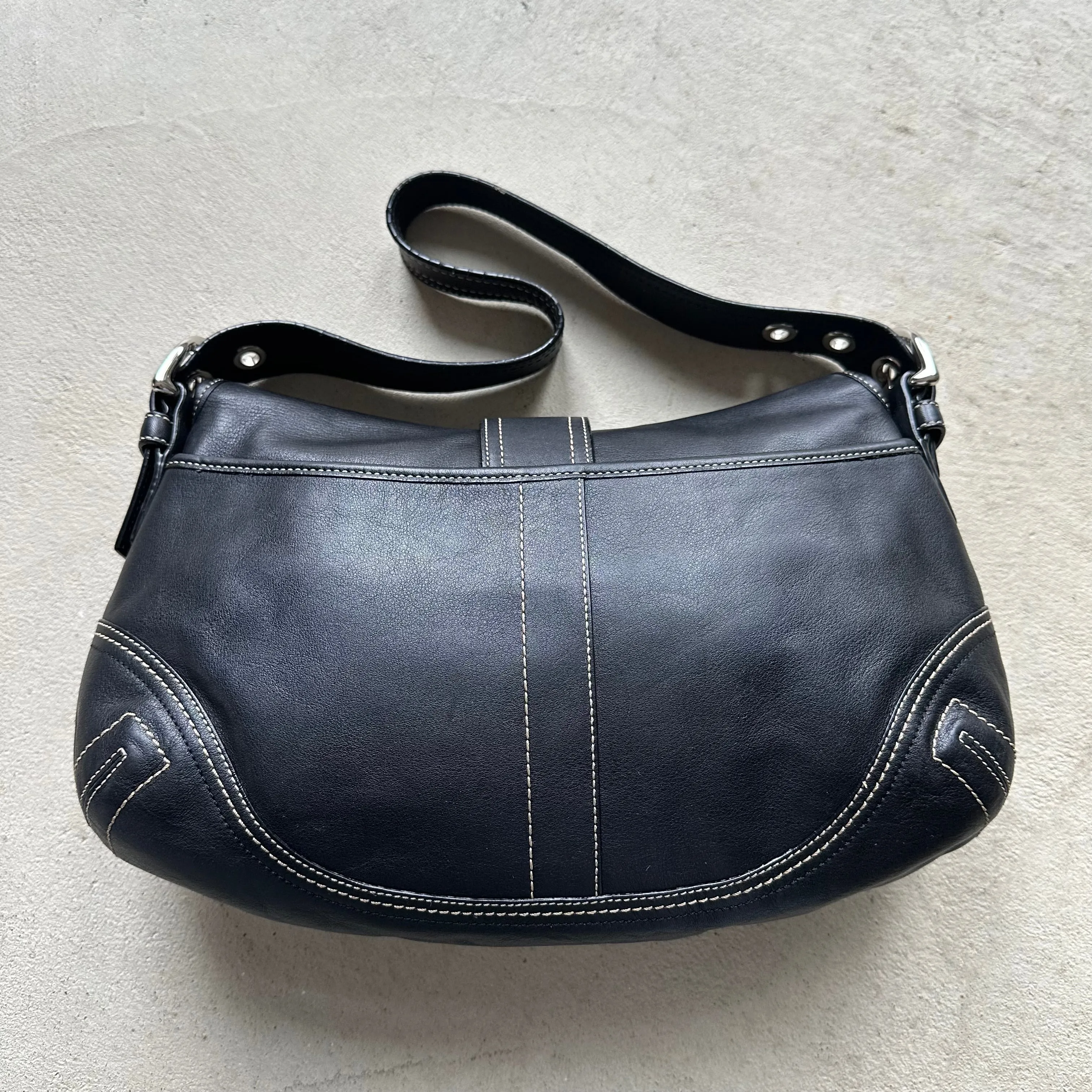 HENRYVINTUS™ vintage y2k coach black leather soho shoulder bag 25