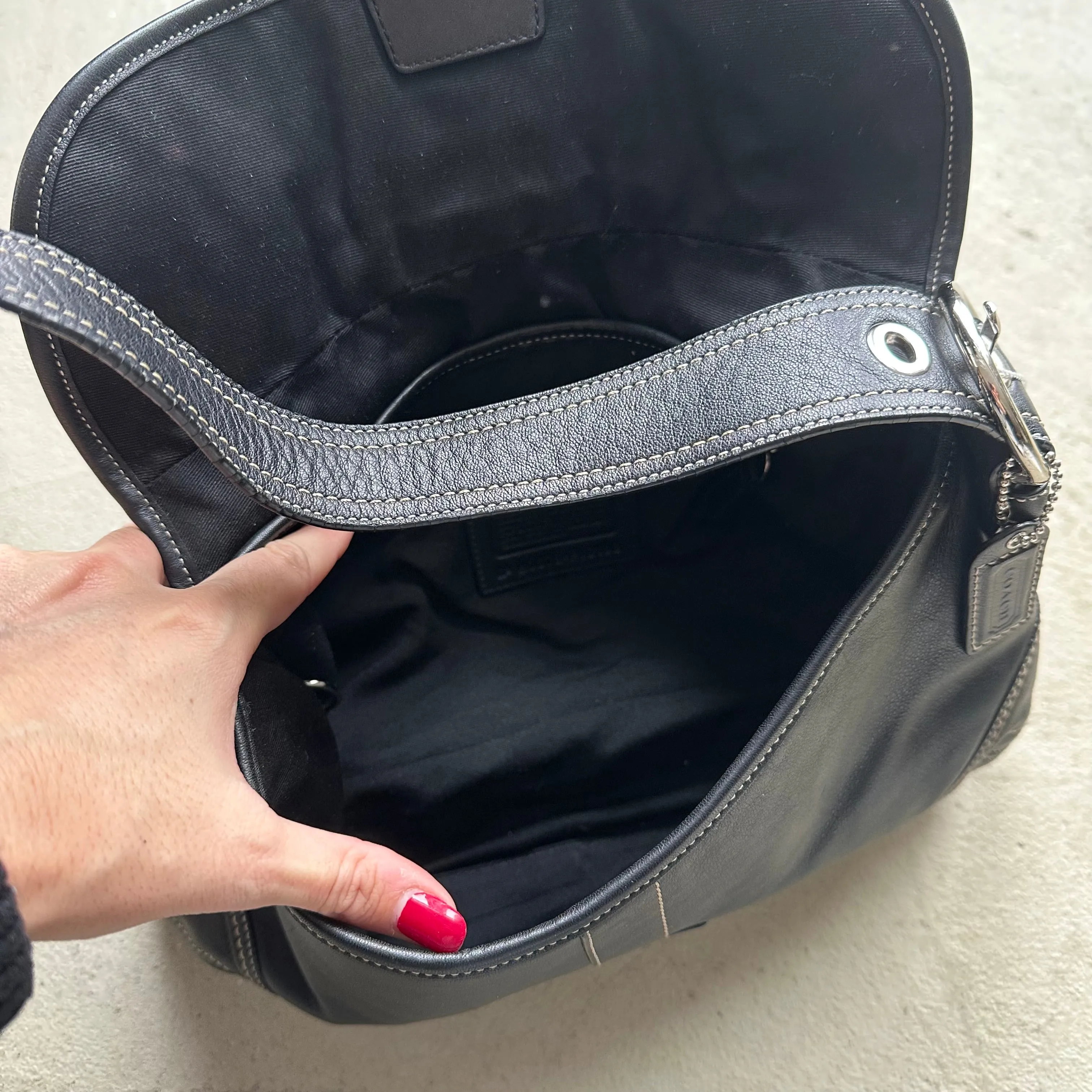 HENRYVINTUS™ vintage y2k coach black leather soho shoulder bag 25