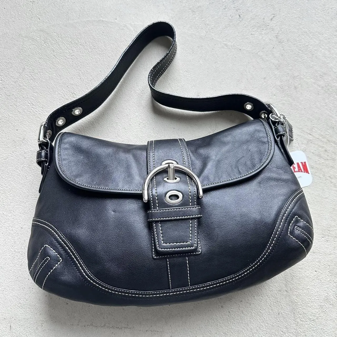 HENRYVINTUS™ vintage y2k coach black leather soho shoulder bag 25