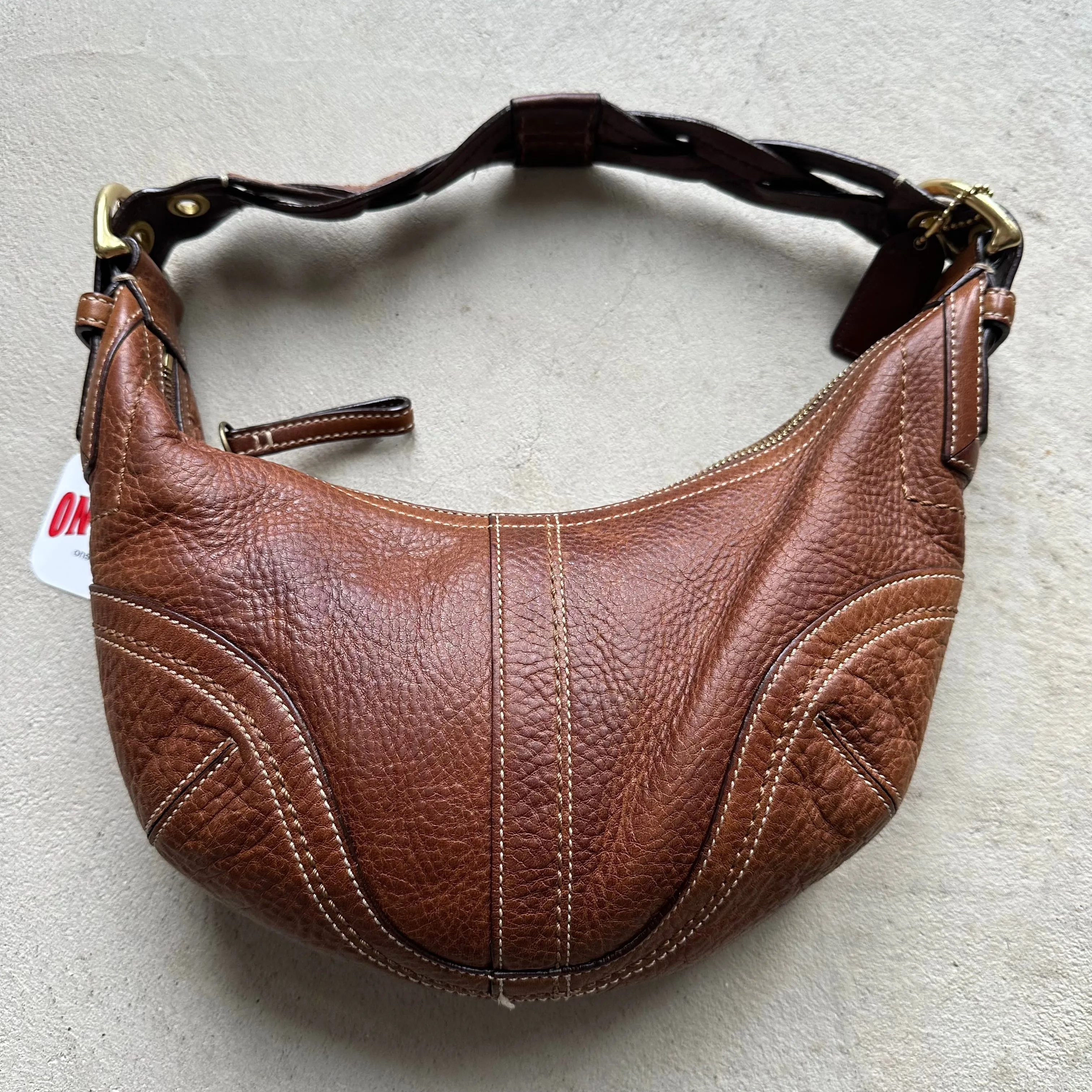 HENRYVINTUS™ vintage y2k coach brown croissant leather shoulder bag