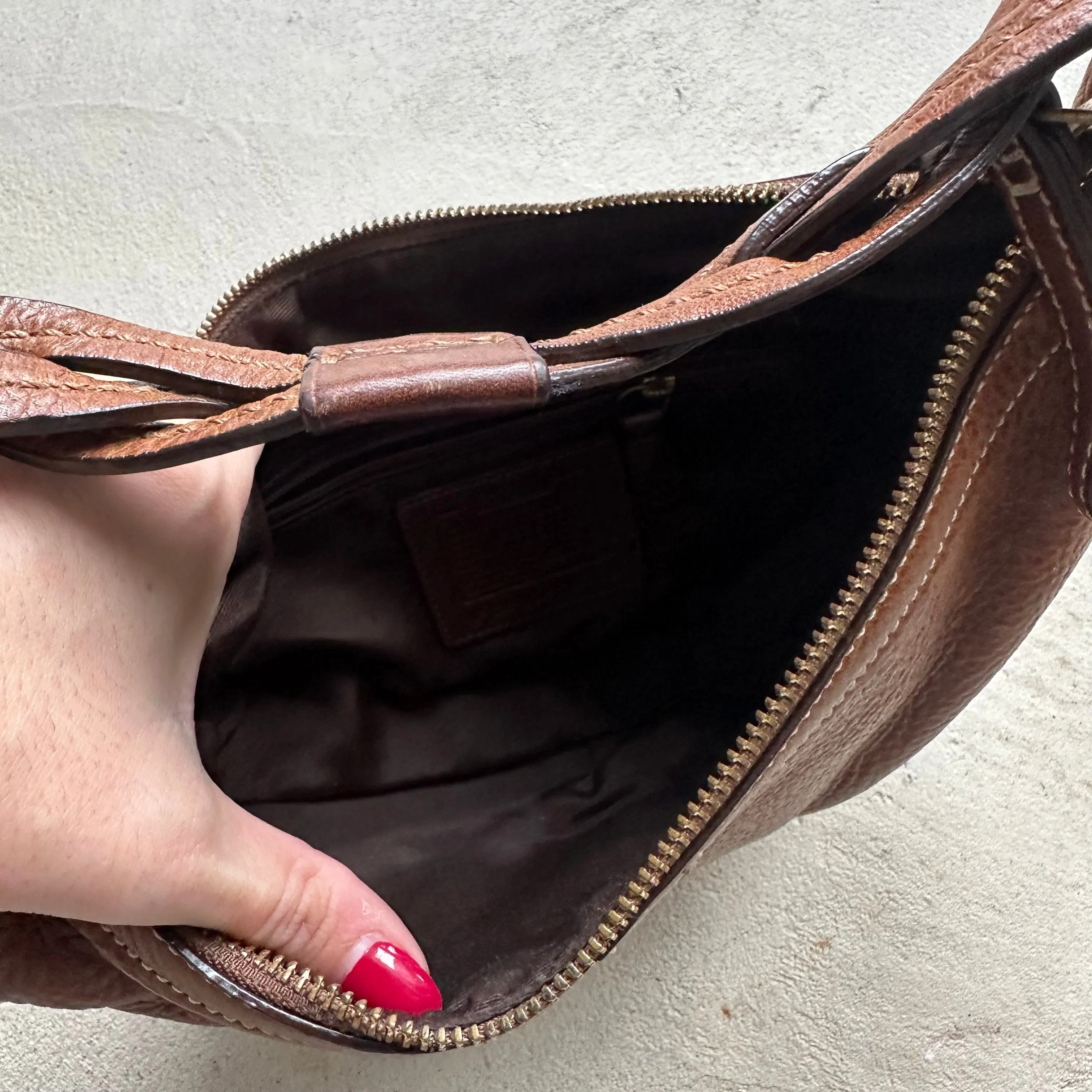 HENRYVINTUS™ vintage y2k coach brown croissant leather shoulder bag