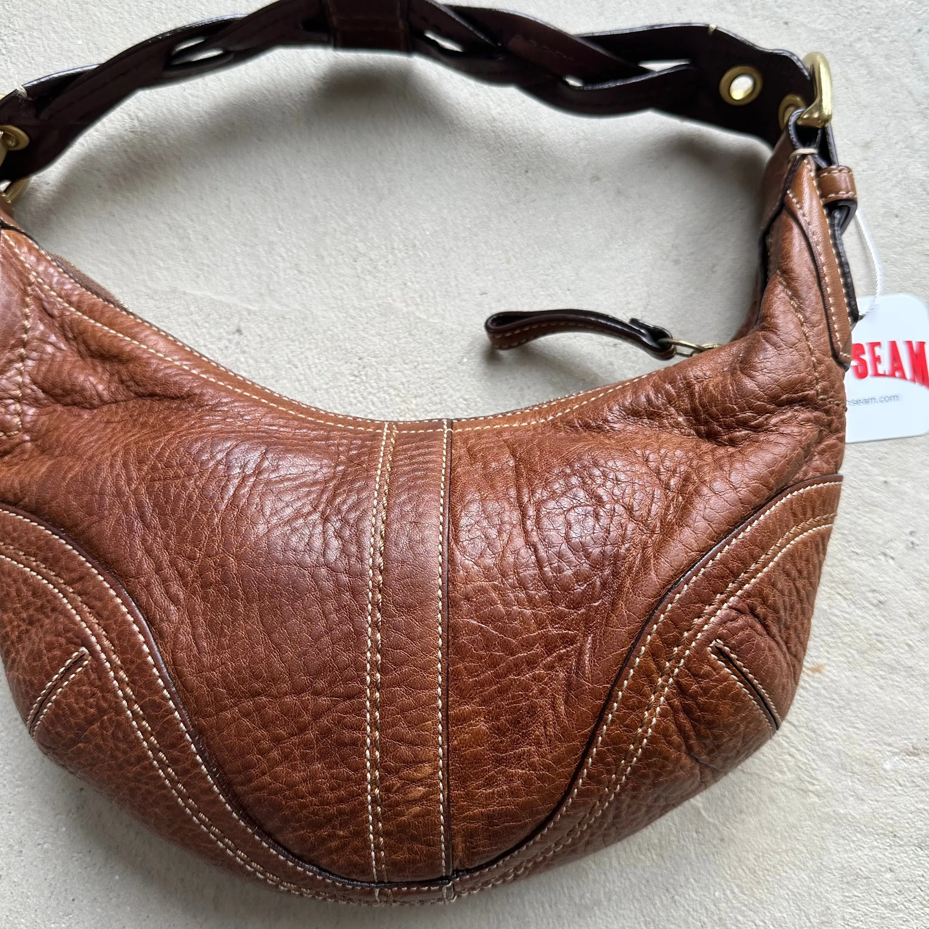 HENRYVINTUS™ vintage y2k coach brown croissant leather shoulder bag