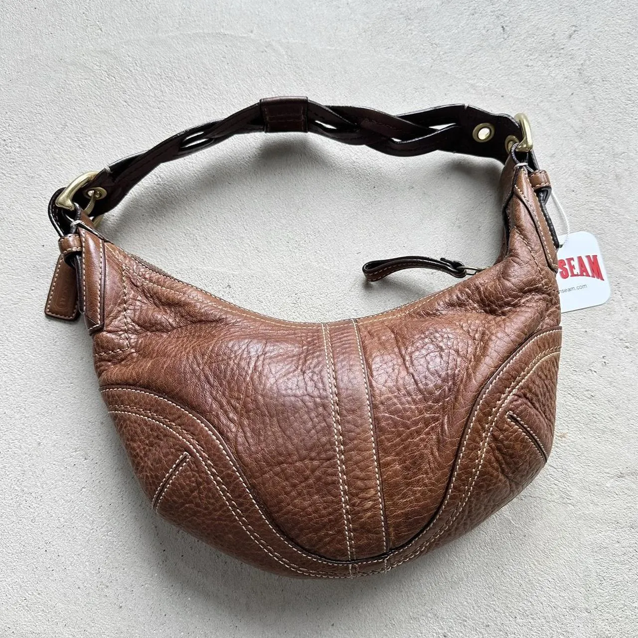 HENRYVINTUS™ vintage y2k coach brown croissant leather shoulder bag