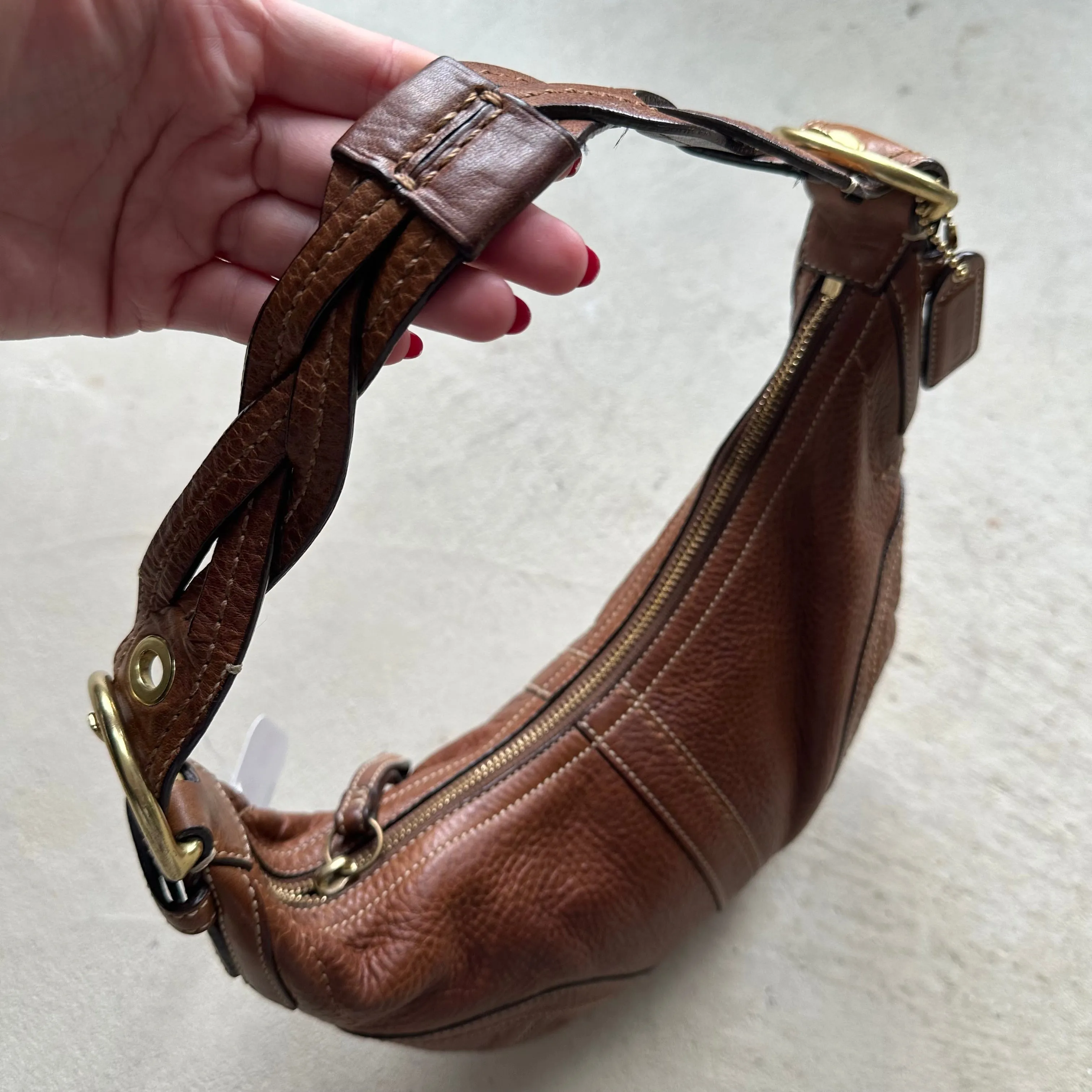 HENRYVINTUS™ vintage y2k coach brown croissant leather shoulder bag