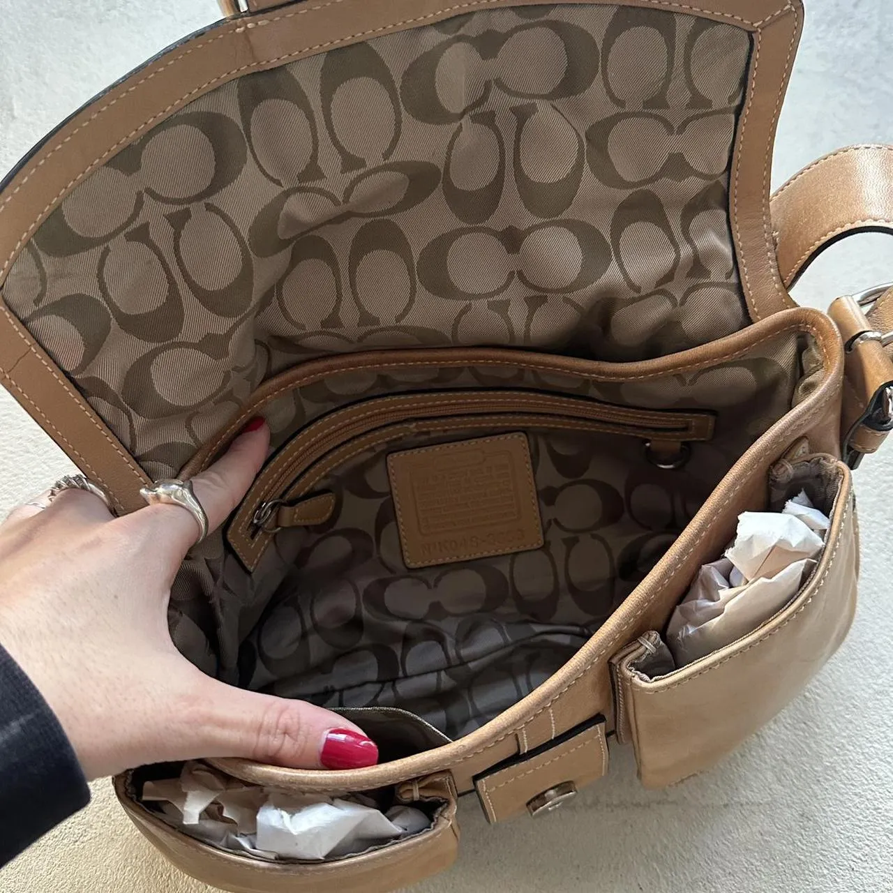 HENRYVINTUS™ vintage y2k coach tan leather square soho shoulder bag