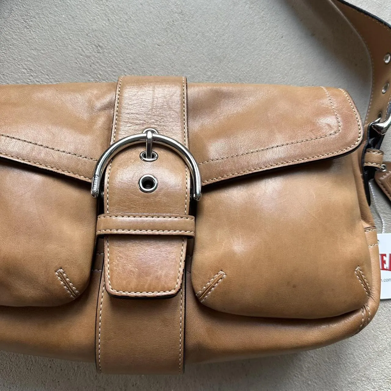 HENRYVINTUS™ vintage y2k coach tan leather square soho shoulder bag