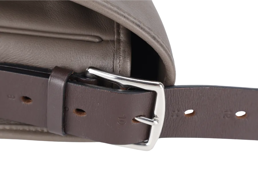HERMES BARDA 35 ETOUPE SWIFT LEATHER MESSENGER BAG PALLADIUM HARDWARE STAMP P SQUARE (YEAR 2012) WITH LEATHER AND STRAPS