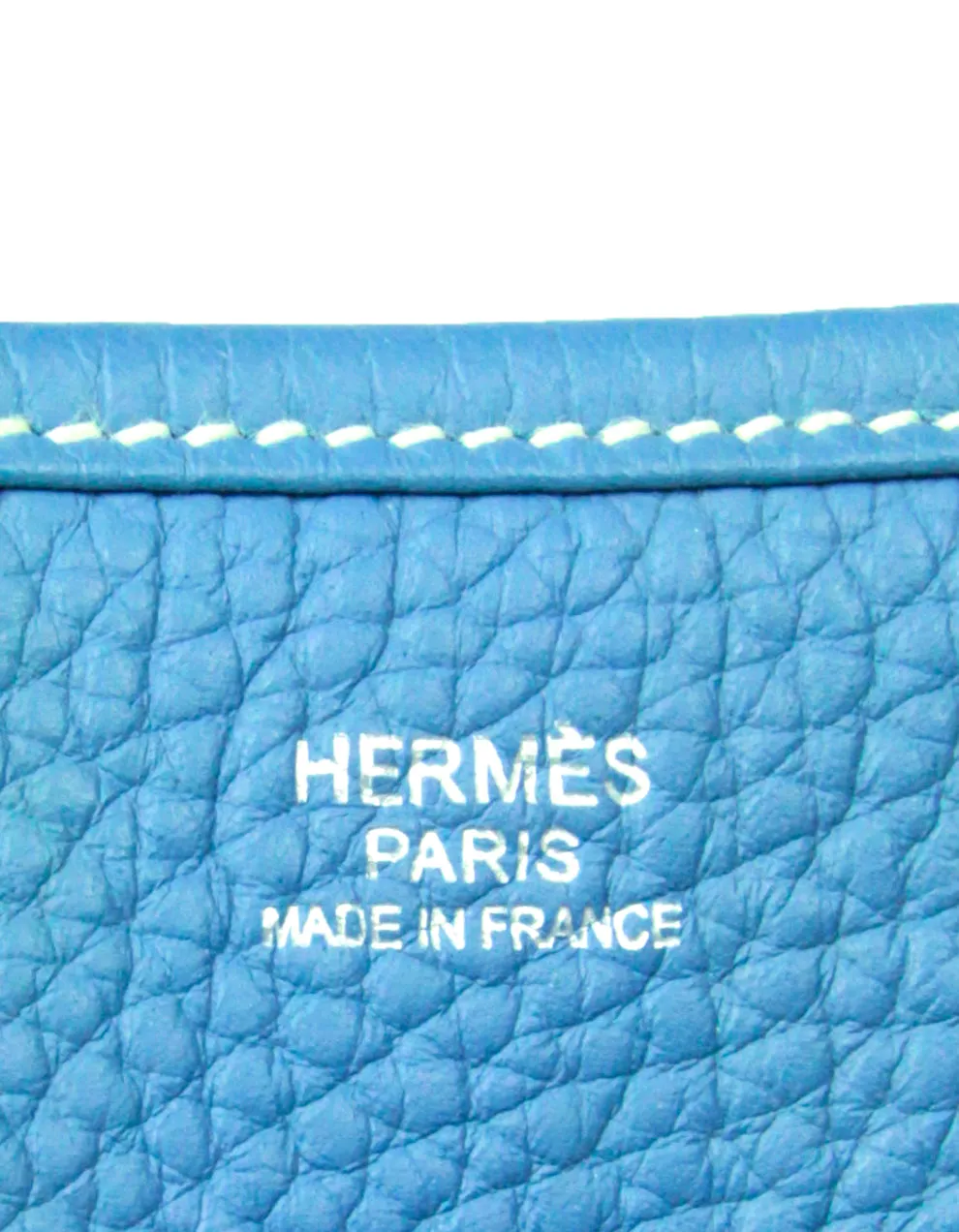 Hermes Blue Jean Clemence Leather Evelyne III PM Messenger Bag