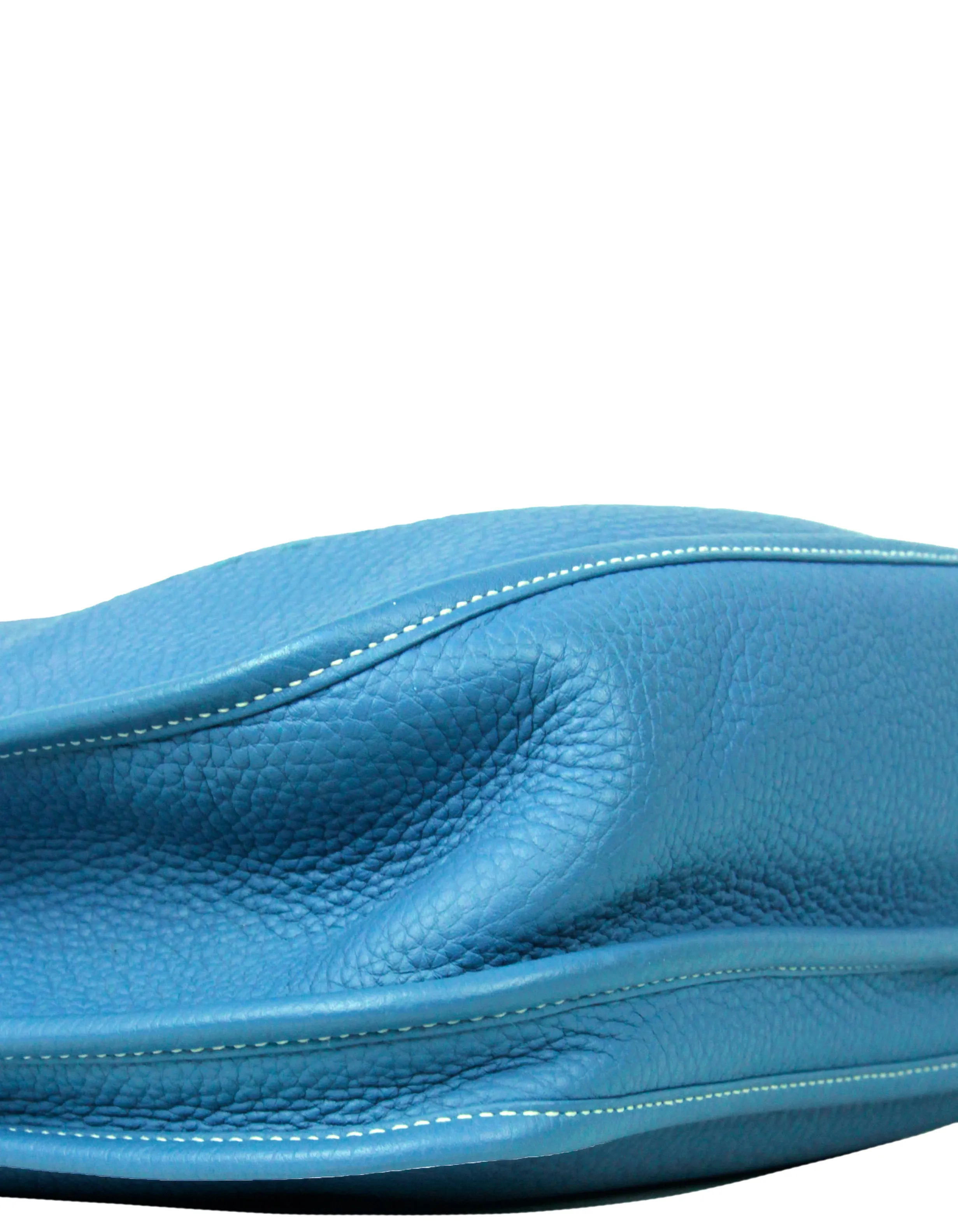 Hermes Blue Jean Clemence Leather Evelyne III PM Messenger Bag