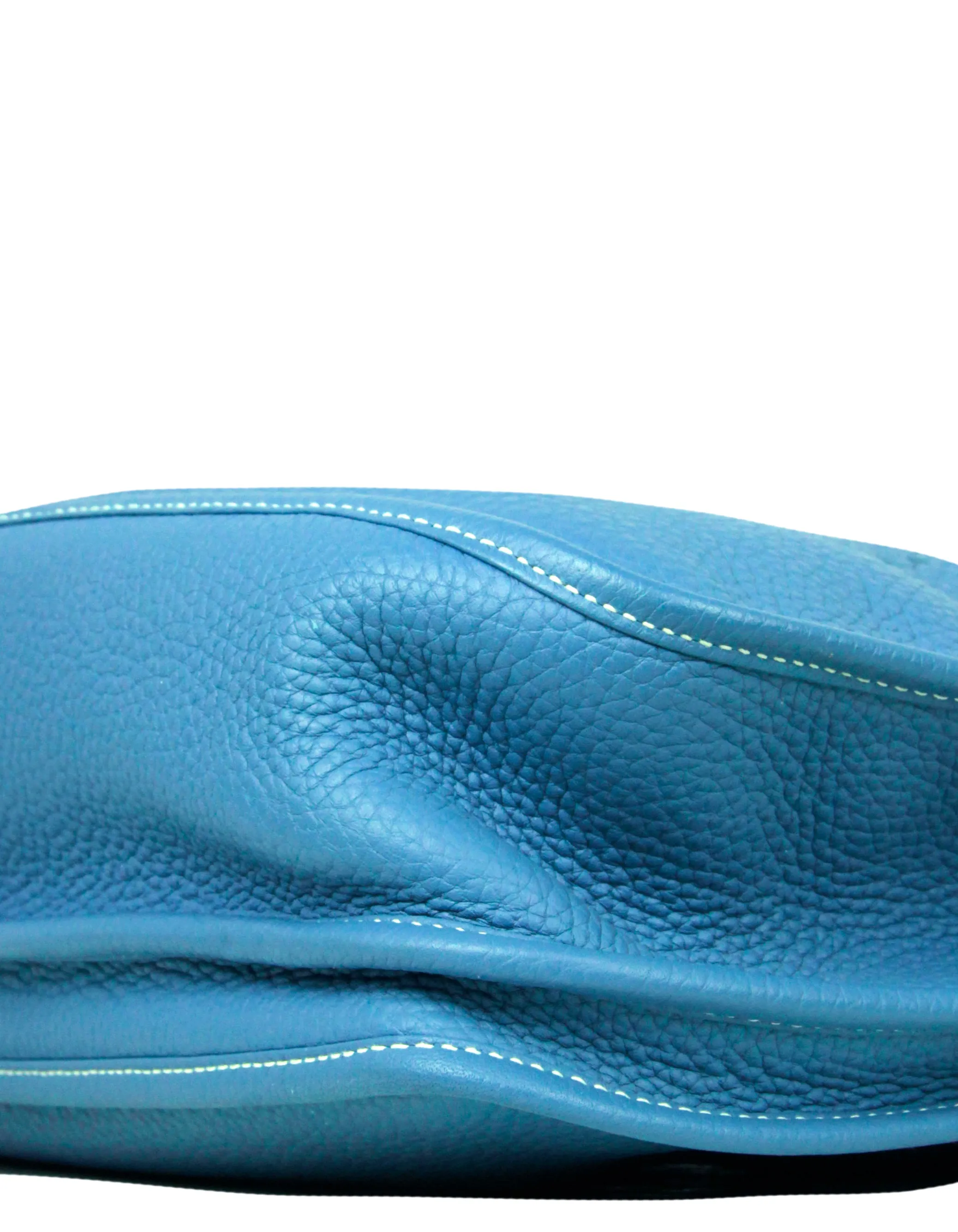 Hermes Blue Jean Clemence Leather Evelyne III PM Messenger Bag