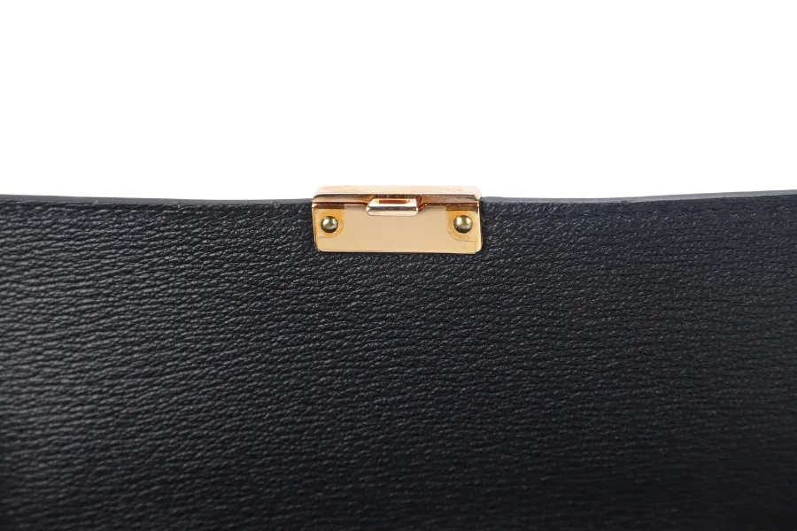 HERMES CLIC 16 BLACK SHINY ALLIGATOR STAMP Y (YEAR 2020) RGHW WITH STRAP WITH DUST COVER