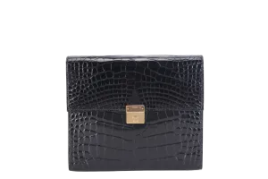 HERMES CLIC 16 BLACK SHINY ALLIGATOR STAMP Y (YEAR 2020) RGHW WITH STRAP WITH DUST COVER