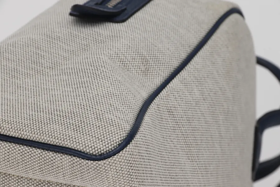 HERMES VICTORIA 35 TOILE X BLUE DE MALTE (STAMP Q) WITH KEYS & DUST COVER, NO LOCK