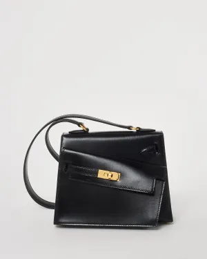 Hermès Black Box Leather Kelly Desordre Handbag GHW
