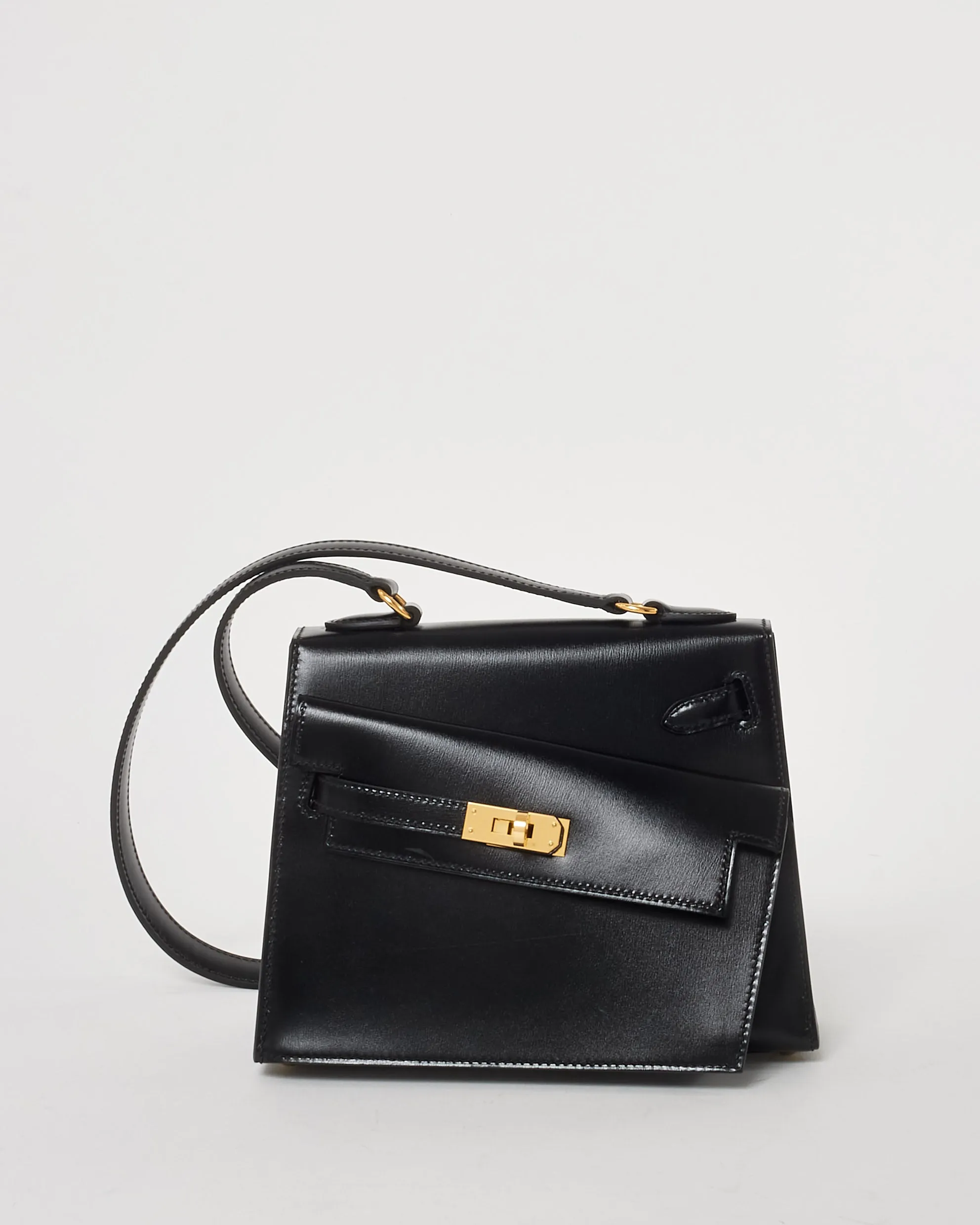 Hermès Black Box Leather Kelly Desordre Handbag GHW