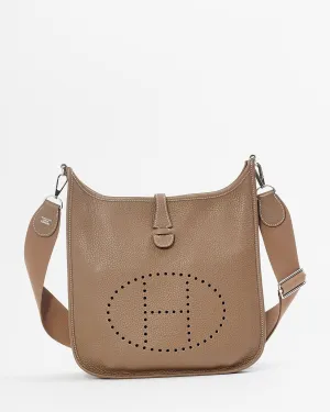 Hermès Etoupe Clémence Leather Evelyne III PM Bag