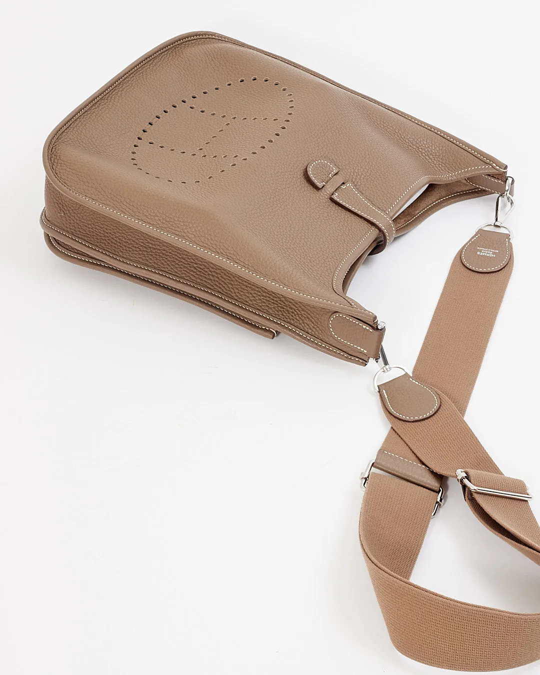 Hermès Etoupe Clémence Leather Evelyne III PM Bag