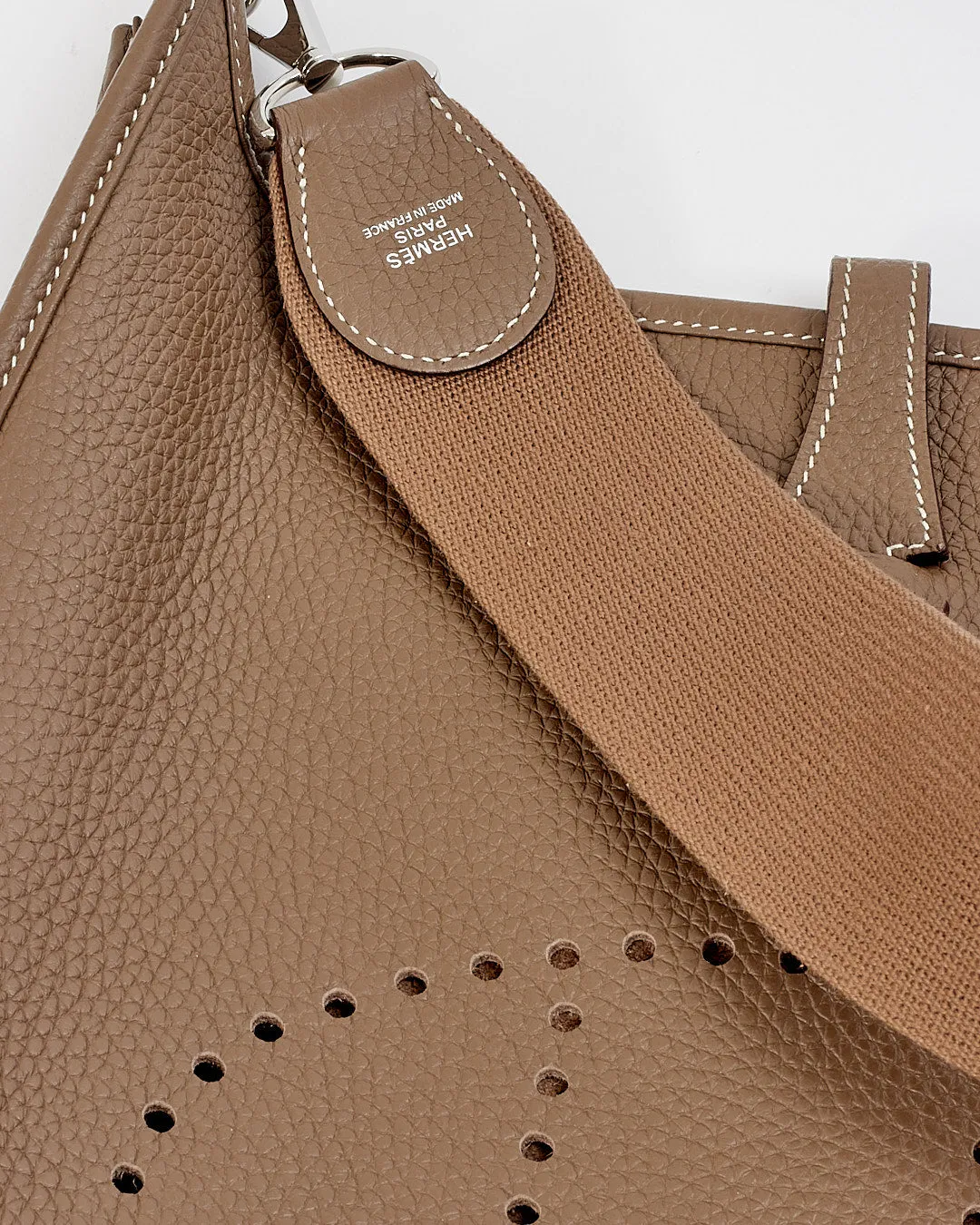 Hermès Etoupe Clémence Leather Evelyne III PM Bag