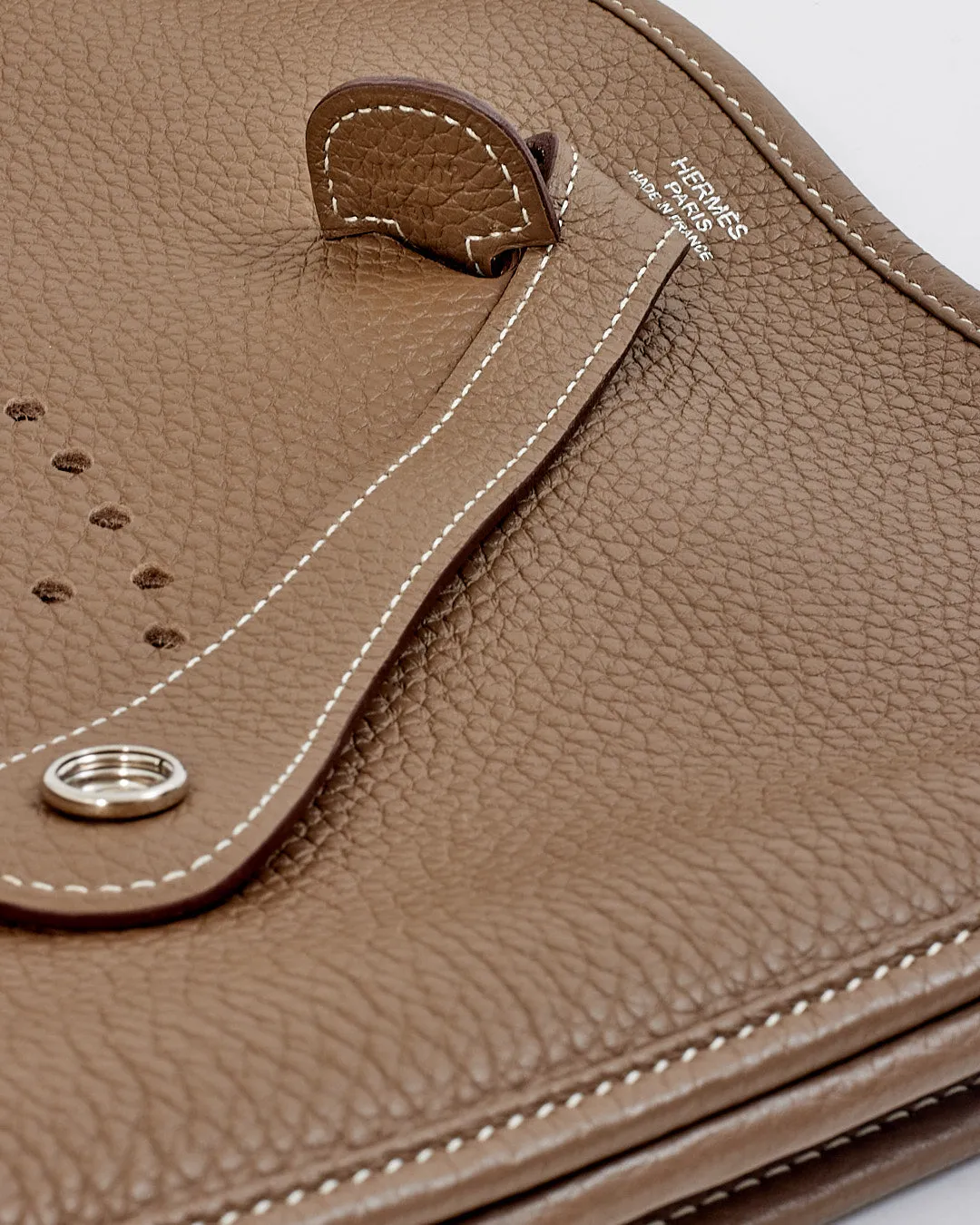 Hermès Etoupe Clémence Leather Evelyne III PM Bag