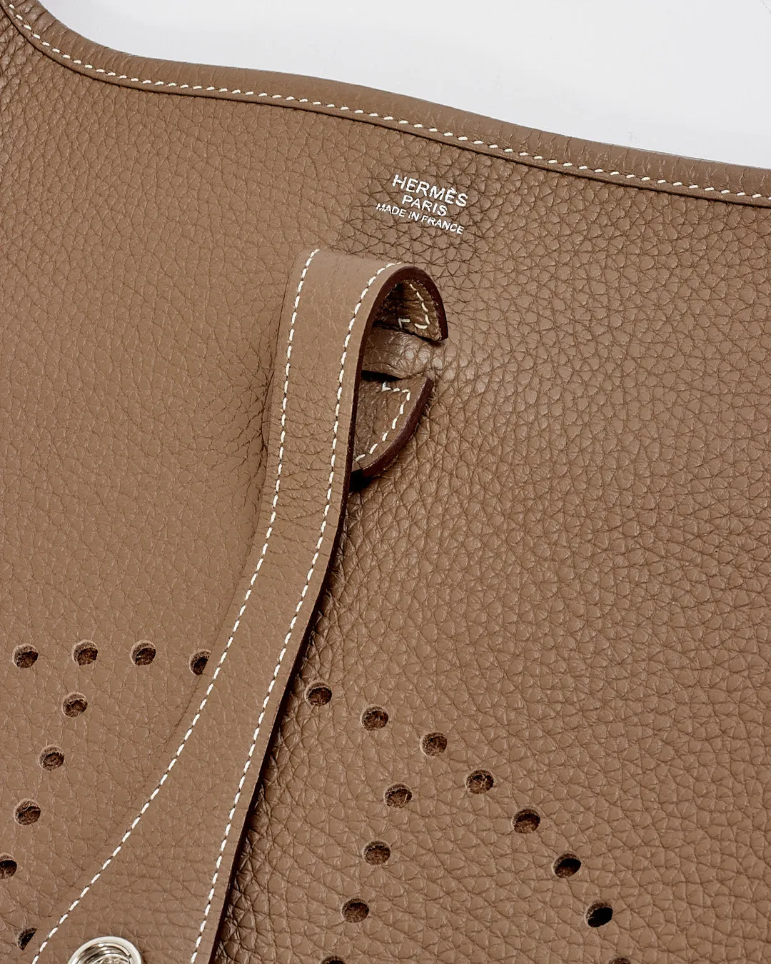 Hermès Etoupe Clémence Leather Evelyne III PM Bag