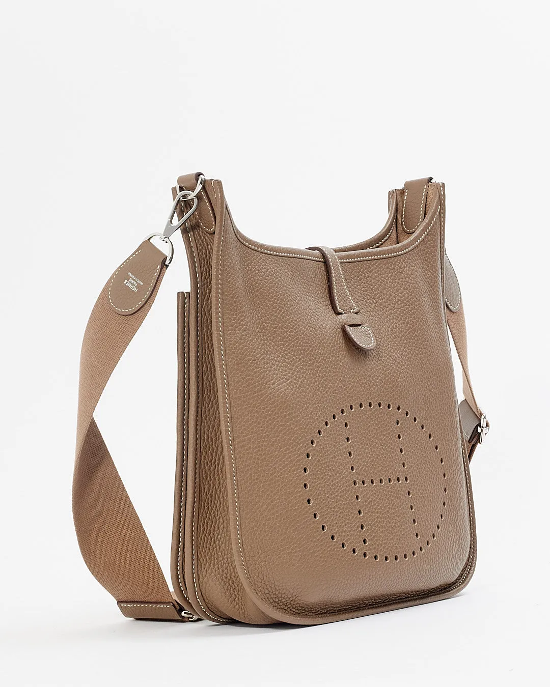 Hermès Etoupe Clémence Leather Evelyne III PM Bag