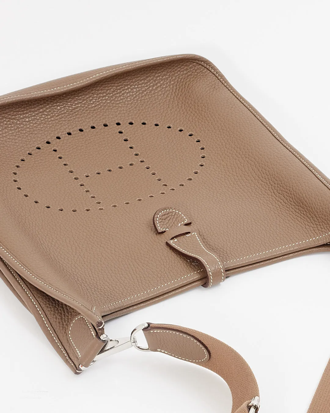 Hermès Etoupe Clémence Leather Evelyne III PM Bag