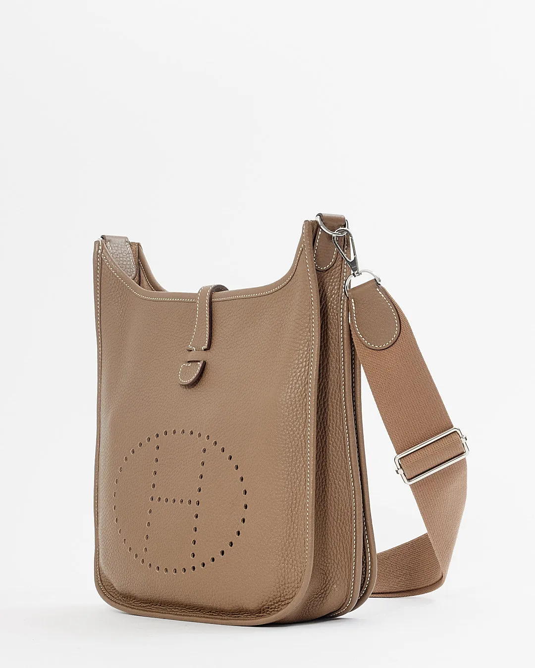 Hermès Etoupe Clémence Leather Evelyne III PM Bag