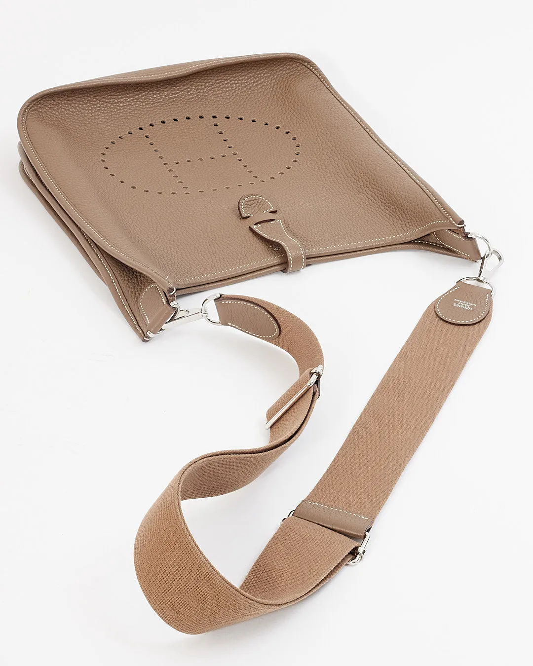 Hermès Etoupe Clémence Leather Evelyne III PM Bag