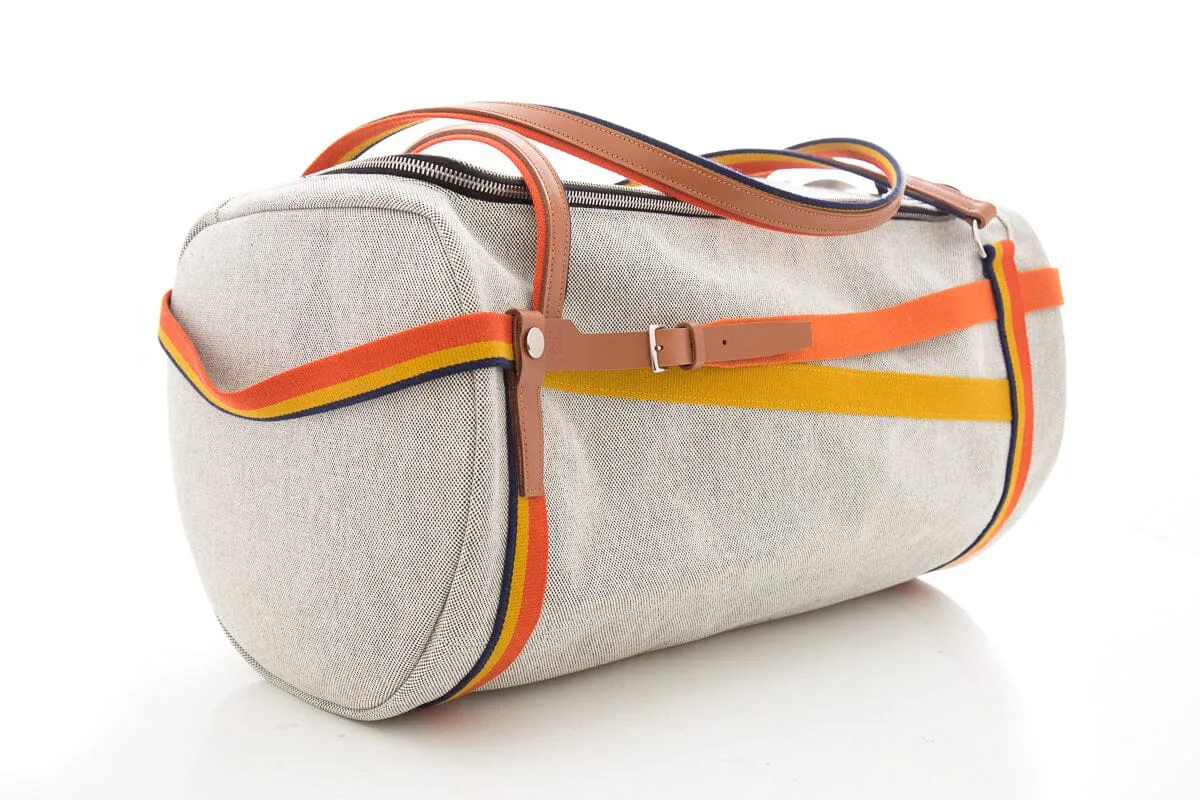 Hermès Grey & Multi Canvas Weekender Luggage