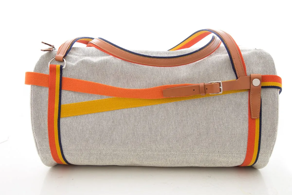 Hermès Grey & Multi Canvas Weekender Luggage