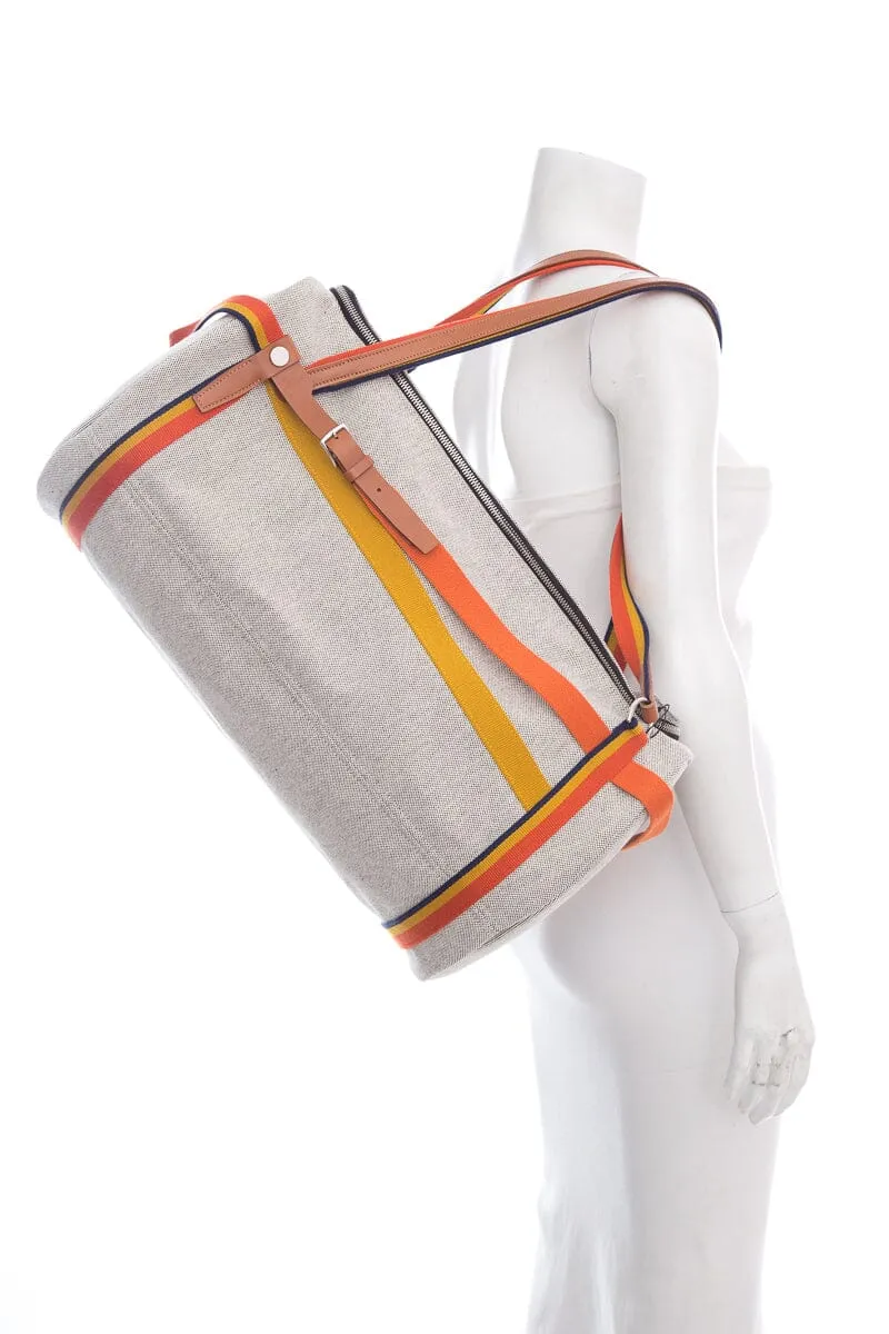 Hermès Grey & Multi Canvas Weekender Luggage