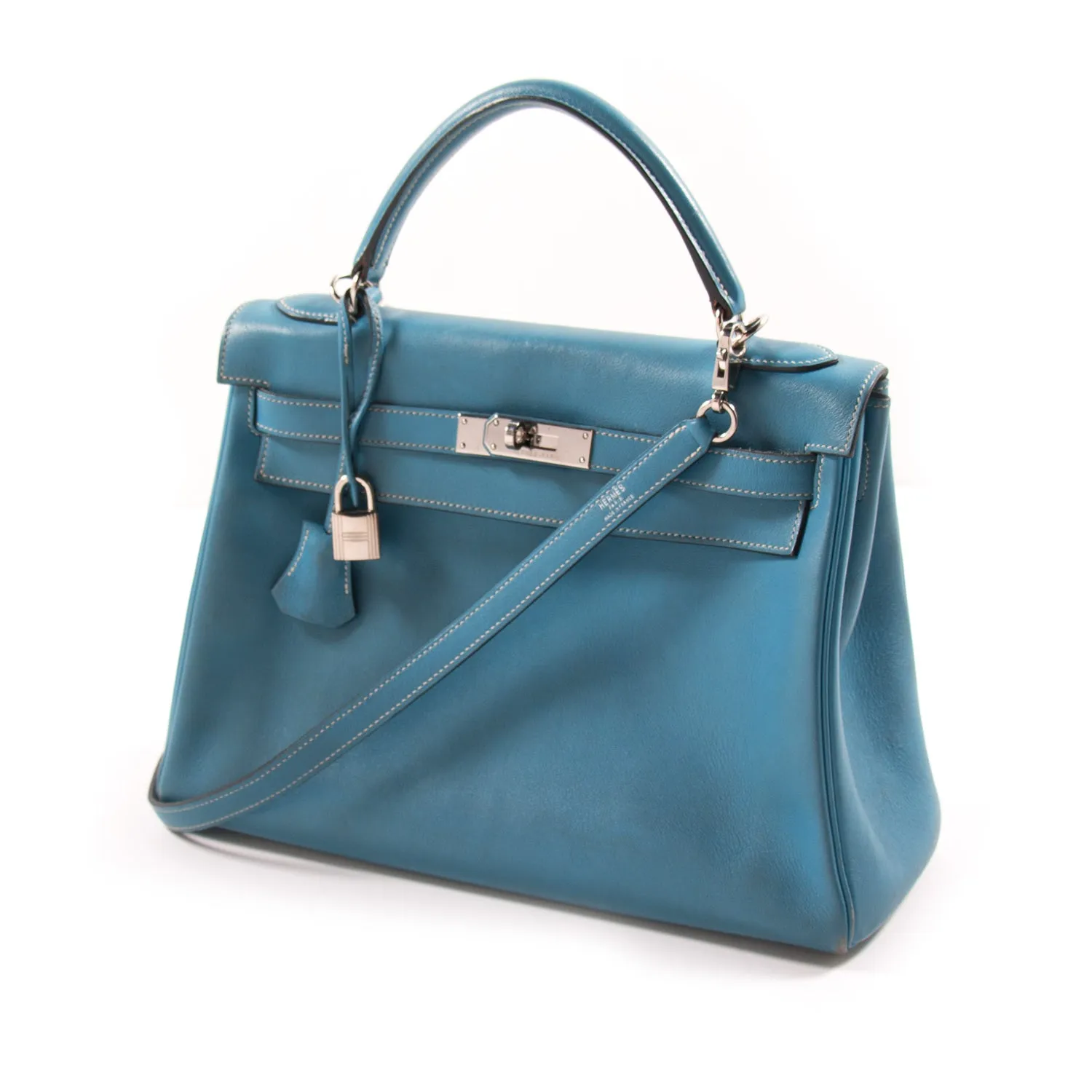 Hermès Kelly 32 Retourne Bleu Jean Swift