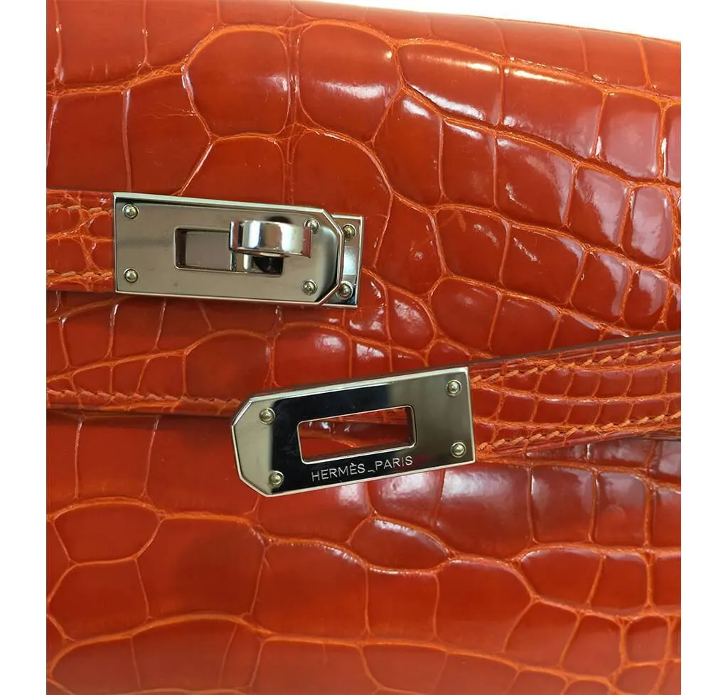Hermès Kelly Long Wallet Orange Alligator Bag
