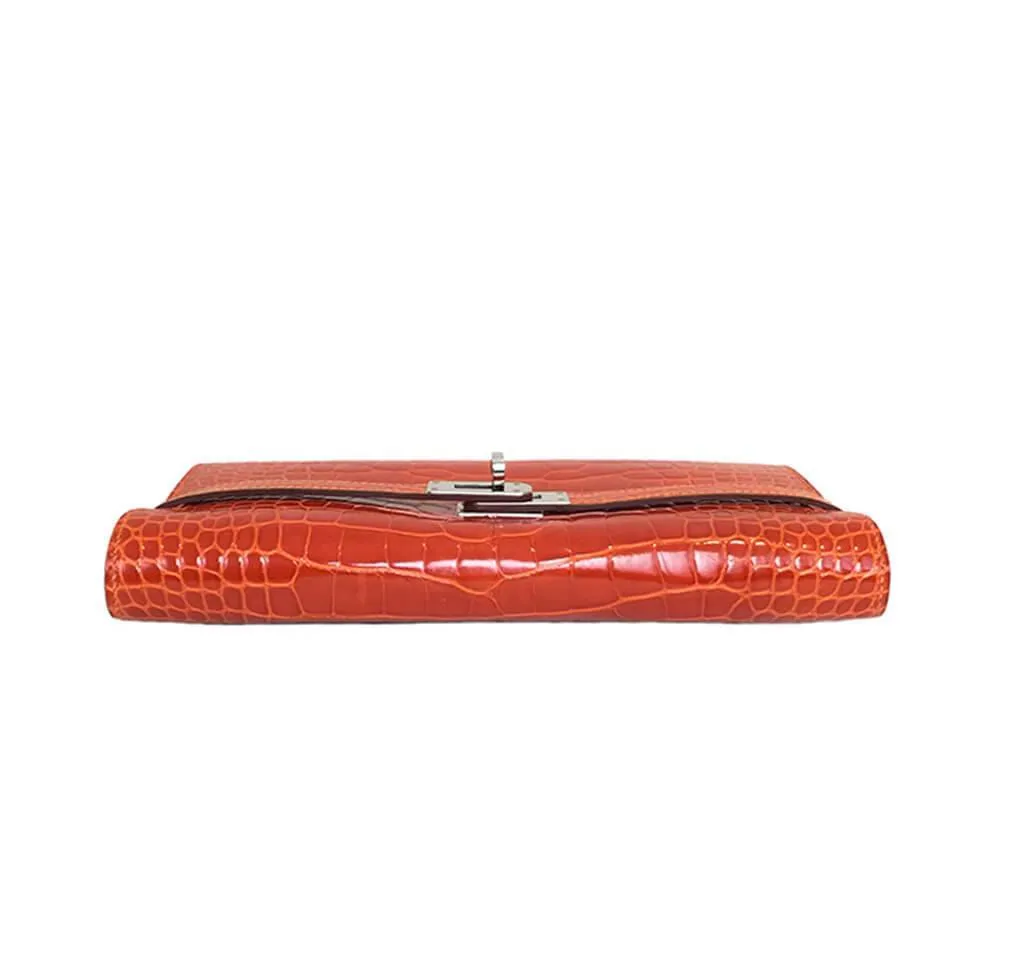 Hermès Kelly Long Wallet Orange Alligator Bag