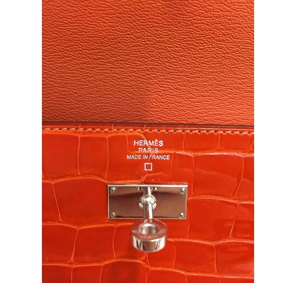 Hermès Kelly Long Wallet Orange Alligator Bag