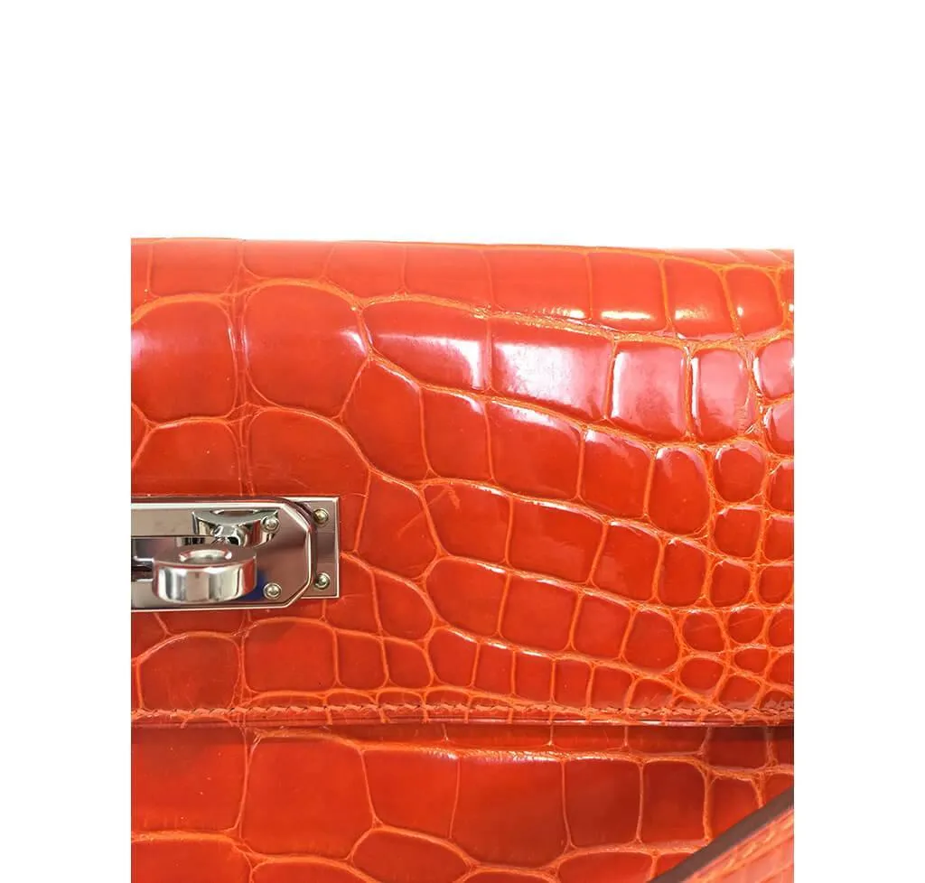 Hermès Kelly Long Wallet Orange Alligator Bag