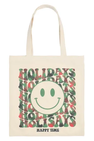 HOLIDAYS HAPPY TIME MINIMALIST PRINT TOTE BAG