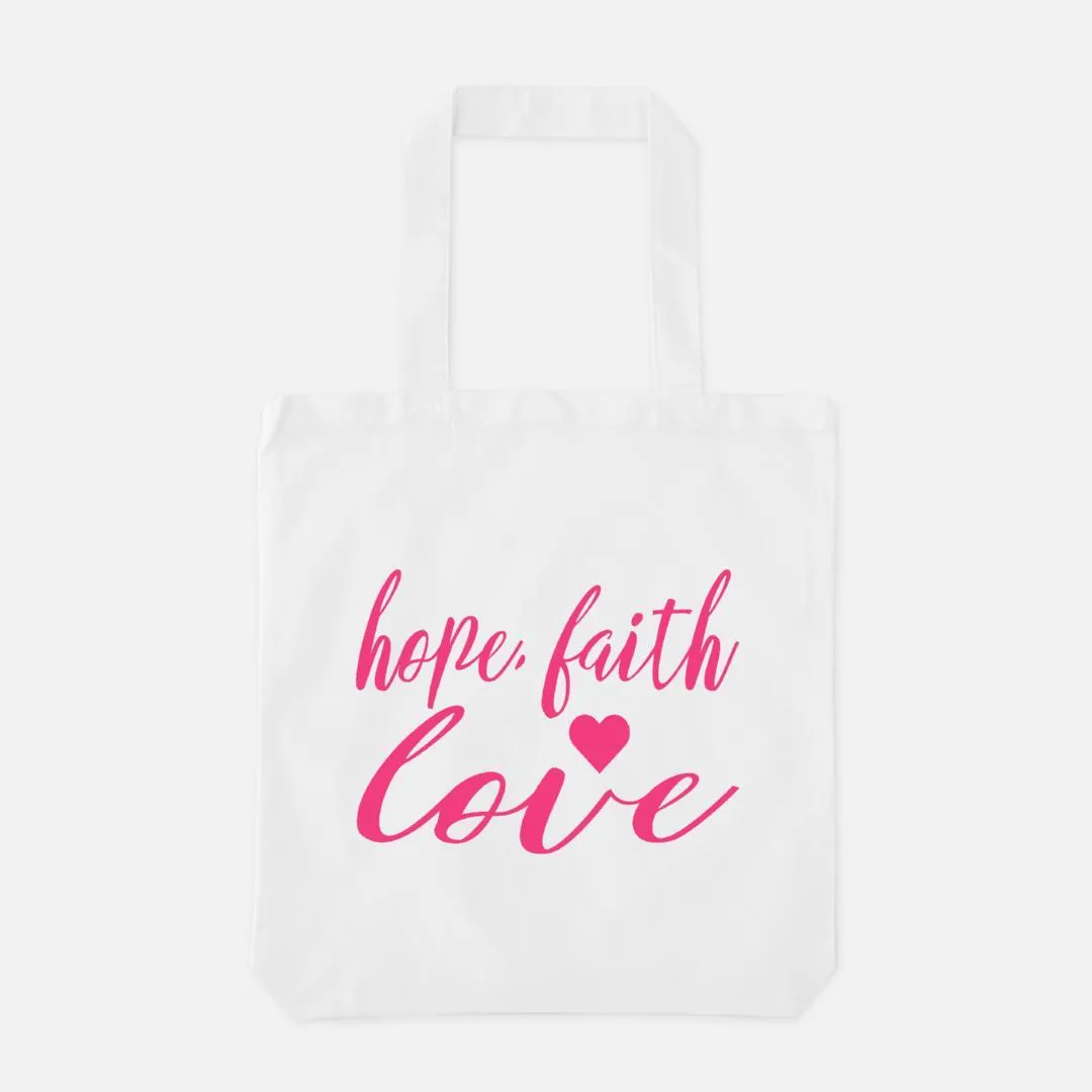 Hope Faith Love Small Heavyweight Canvas Tote Bag