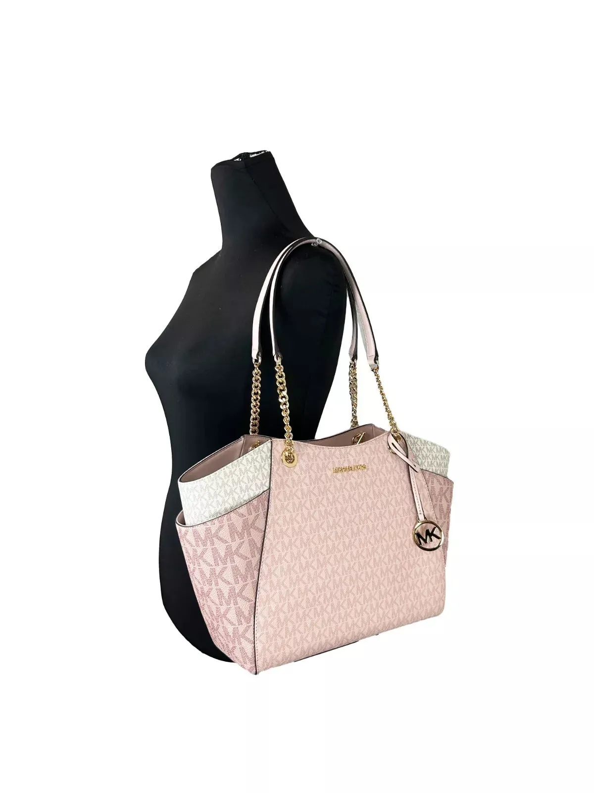 Jet Set Large Chain Shoulder Tote Bag Powder Blush Multi