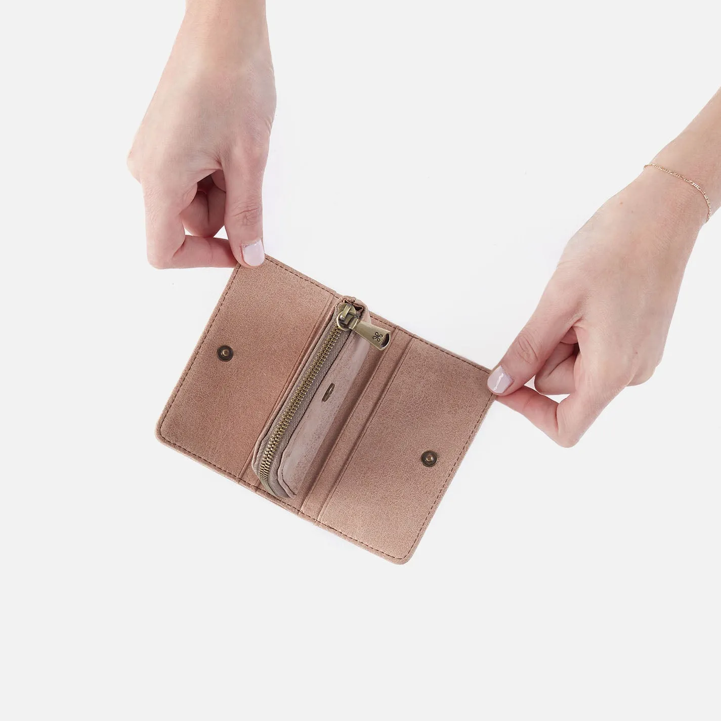 Jill Card Case In Buffed Leather - Hazel