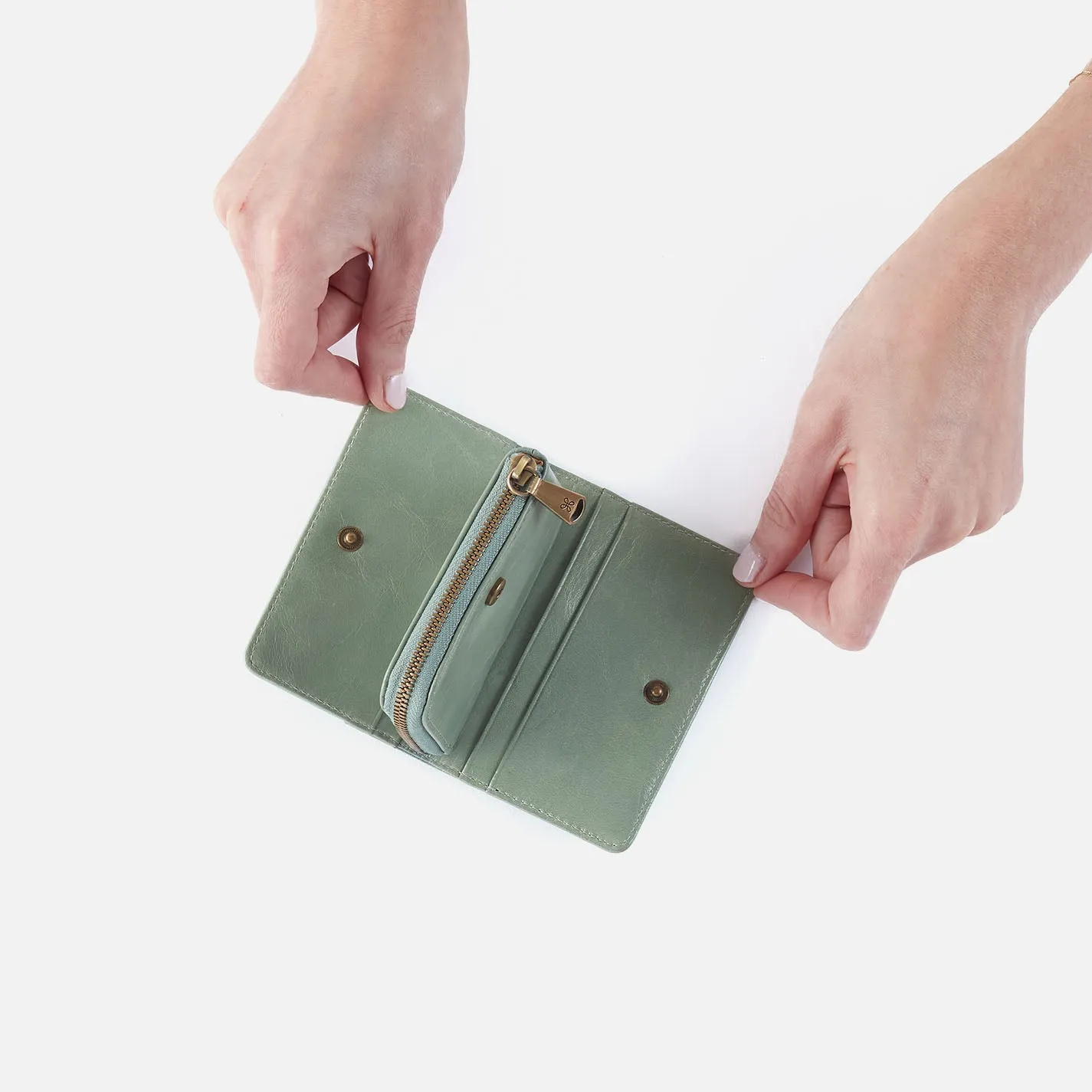 Jill Card Case In Polished Leather - Jade