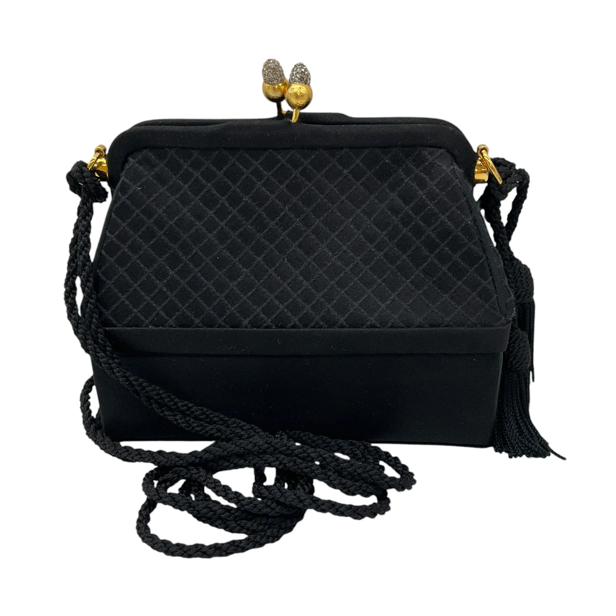 Judith Leiber Vintage Black Satin Mini Box Evening Bag