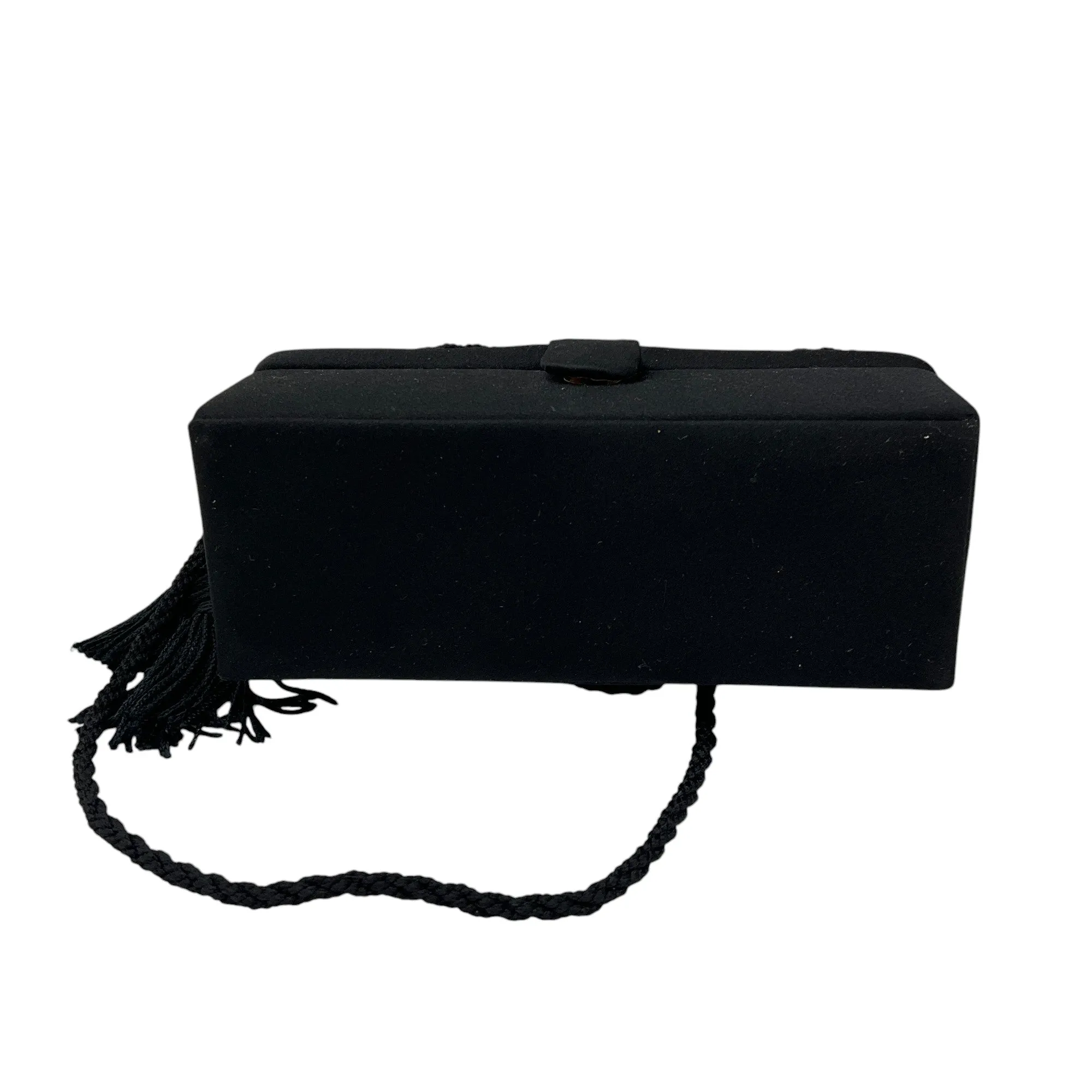 Judith Leiber Vintage Black Satin Mini Box Evening Bag