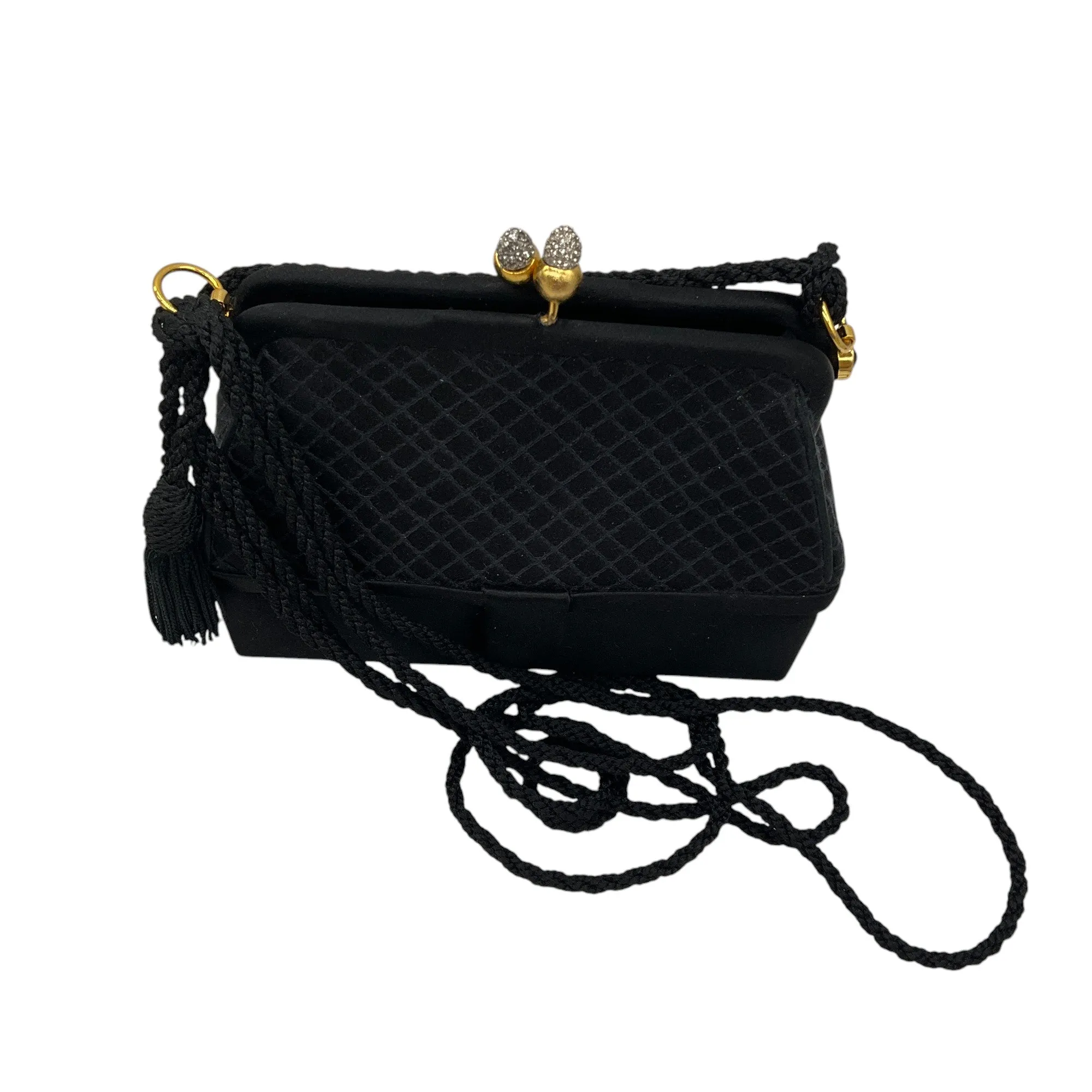 Judith Leiber Vintage Black Satin Mini Box Evening Bag