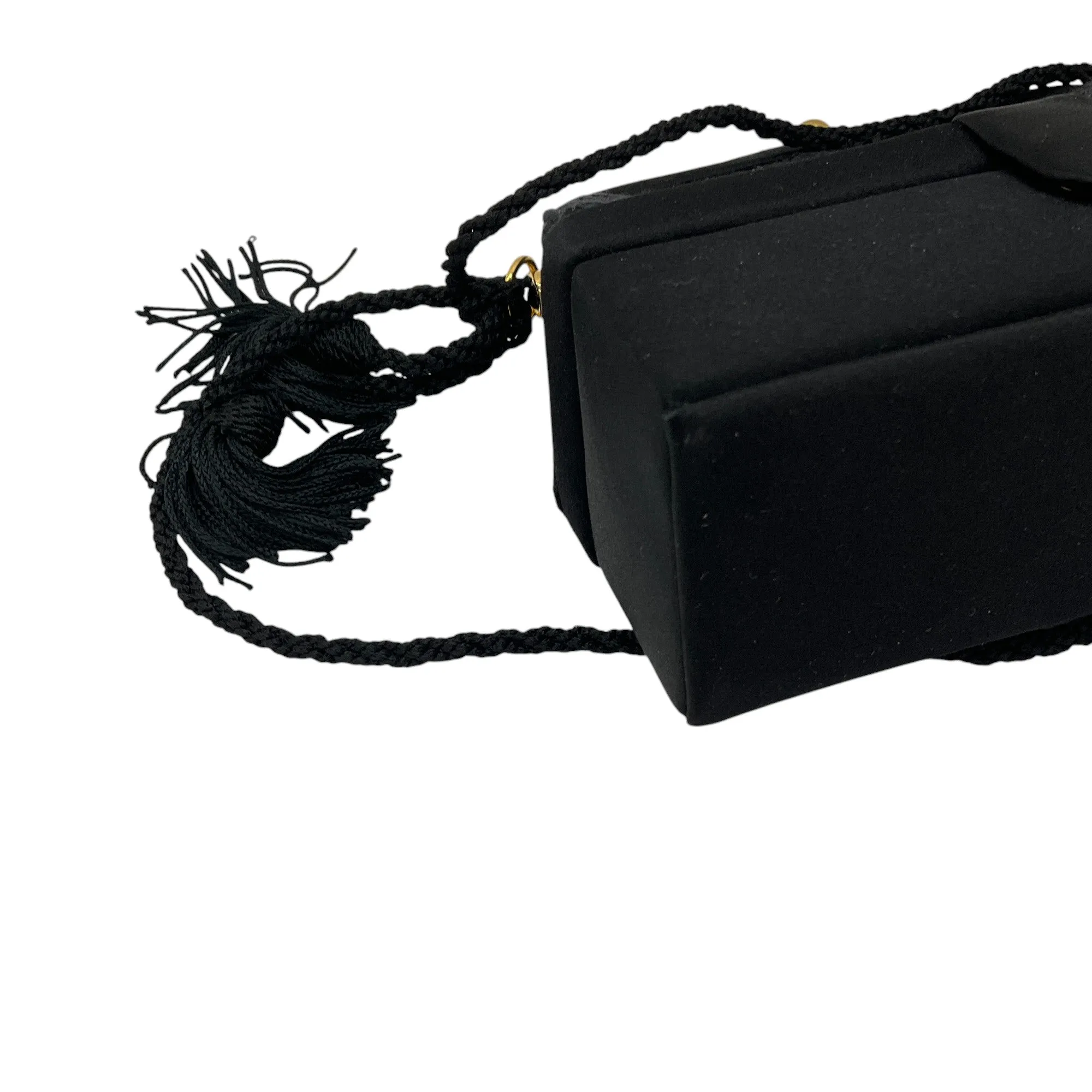 Judith Leiber Vintage Black Satin Mini Box Evening Bag