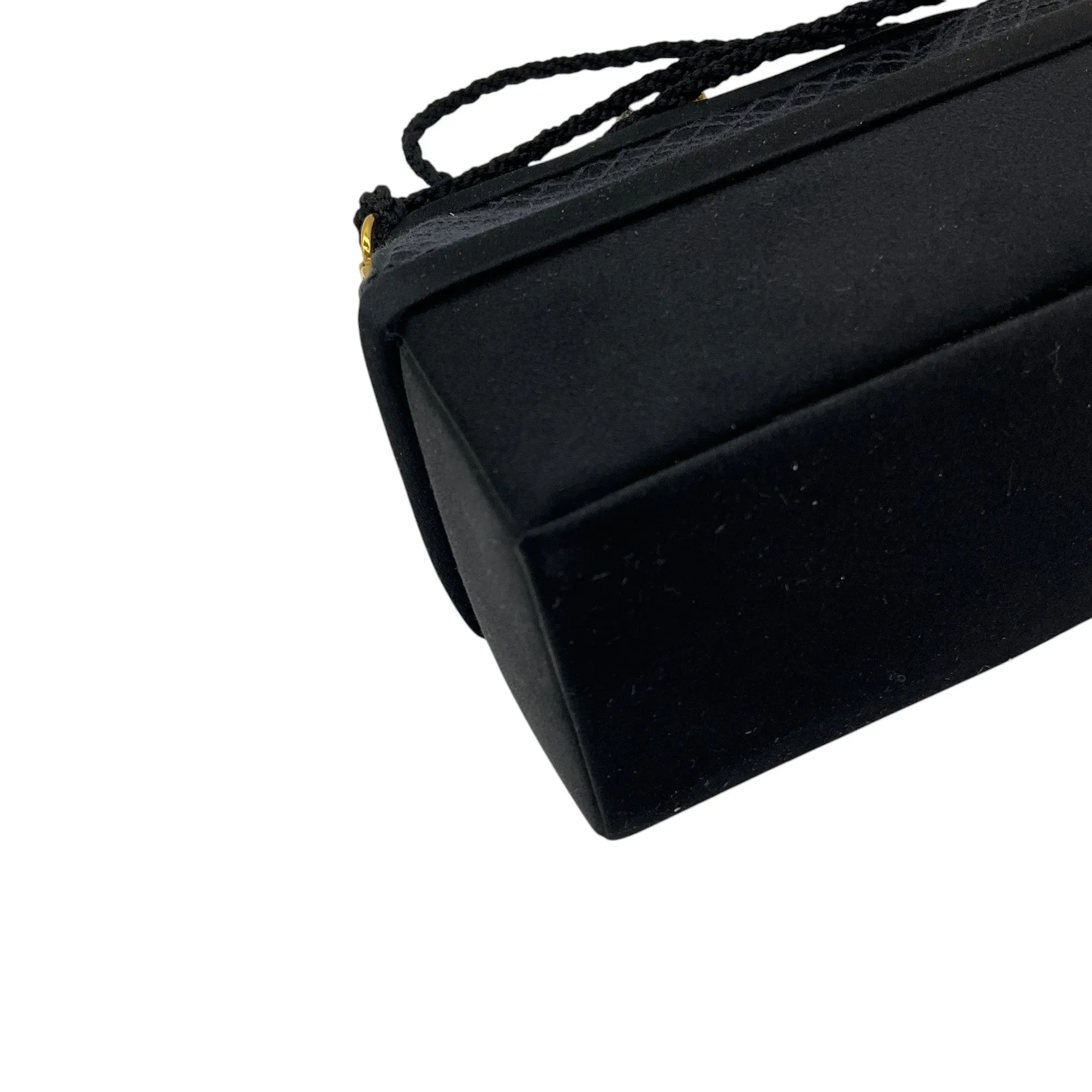 Judith Leiber Vintage Black Satin Mini Box Evening Bag