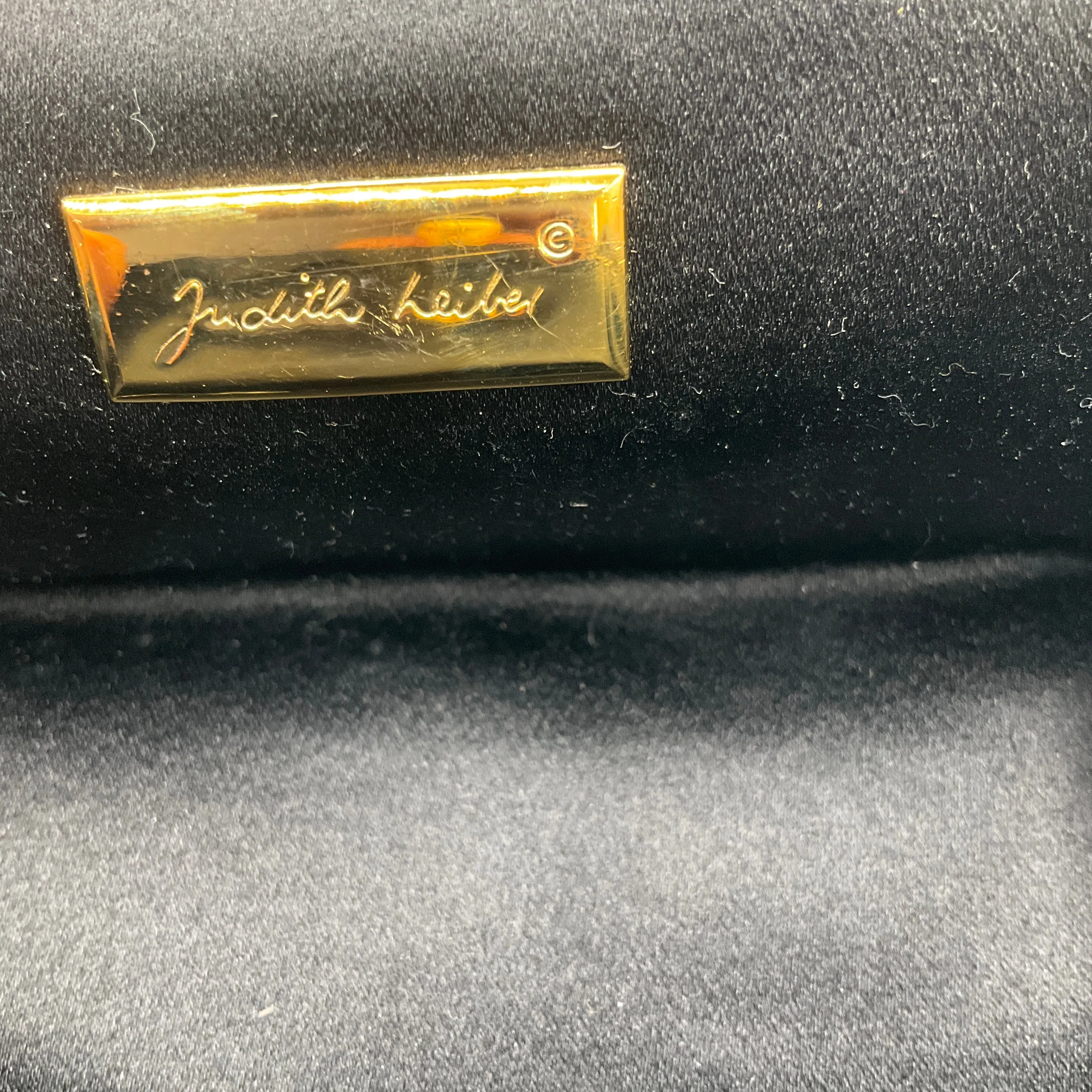 Judith Leiber Vintage Black Satin Mini Box Evening Bag